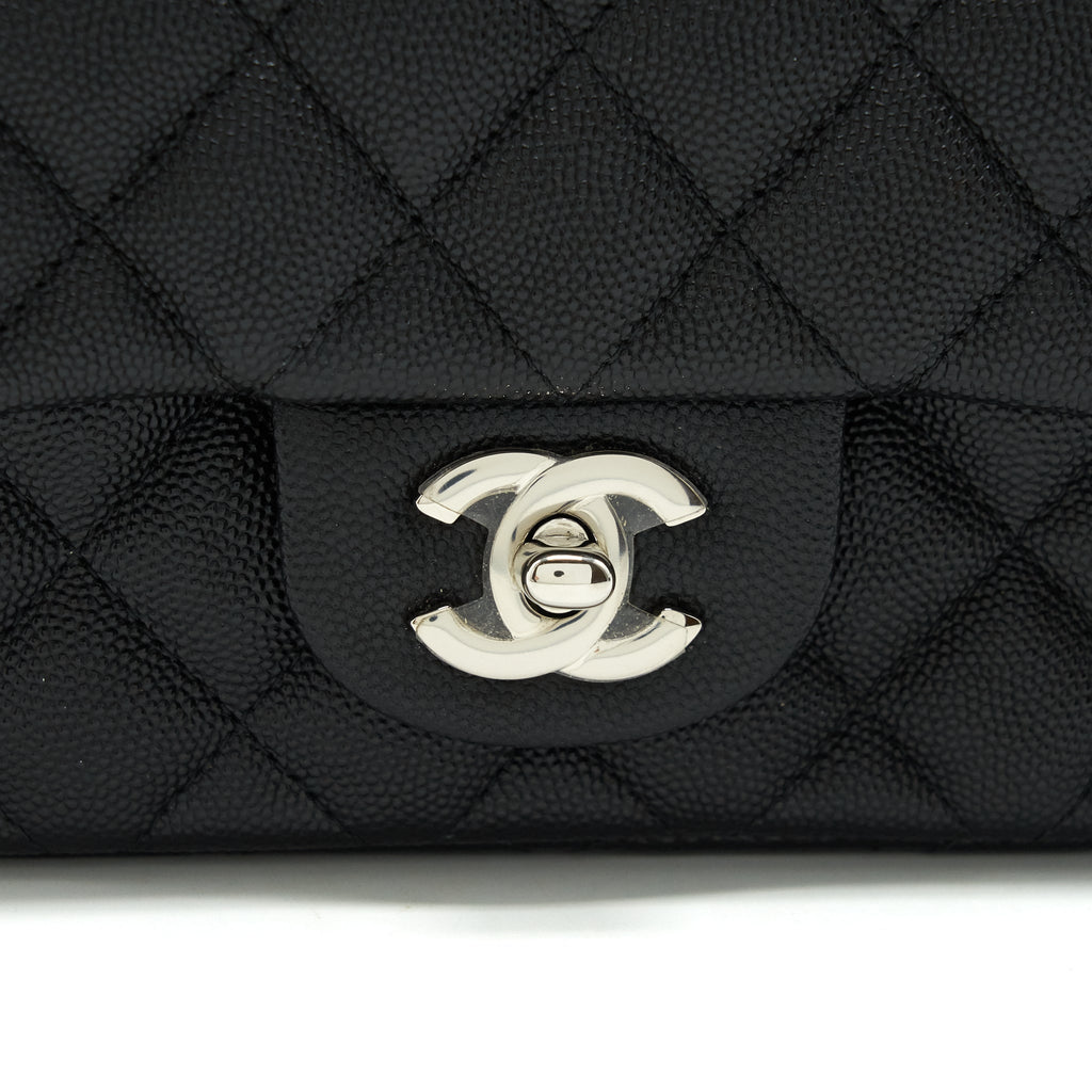 CHANEL MINI SQUARE FLAP BAG CAVIAR BLACK SHW