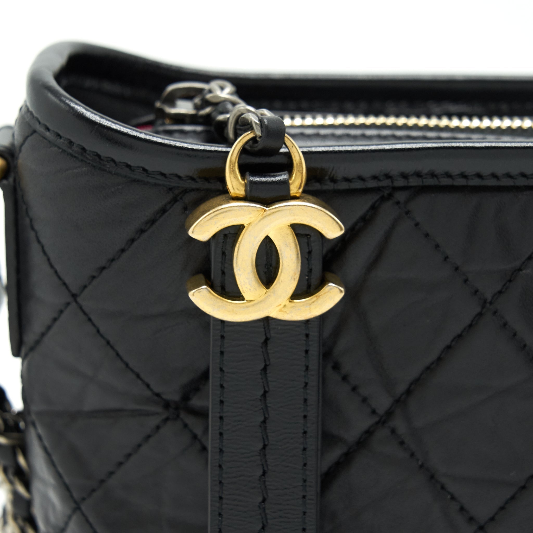 CHANEL SMALL HOBO GABRIELLE CALFSKIN BLACK GHW