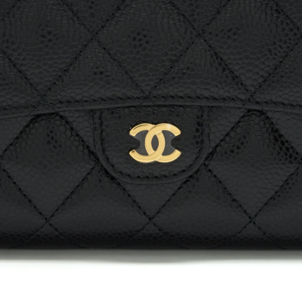 CHANEL CLASSIC FLAP WALLET CAVIAR BLACK GHW