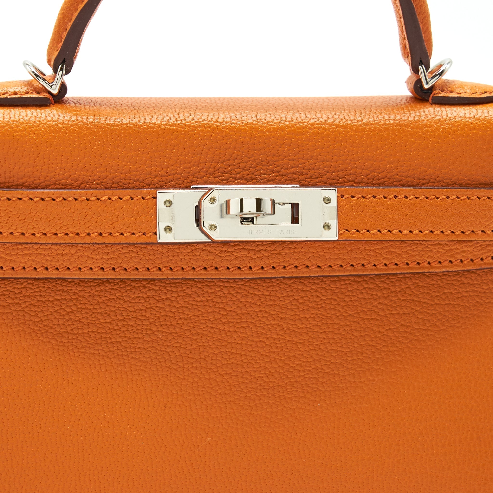 HERMES MINI KELLY Ⅱ VERSO CHEVRE MYSORE SANGUINE / ORANGE SHW