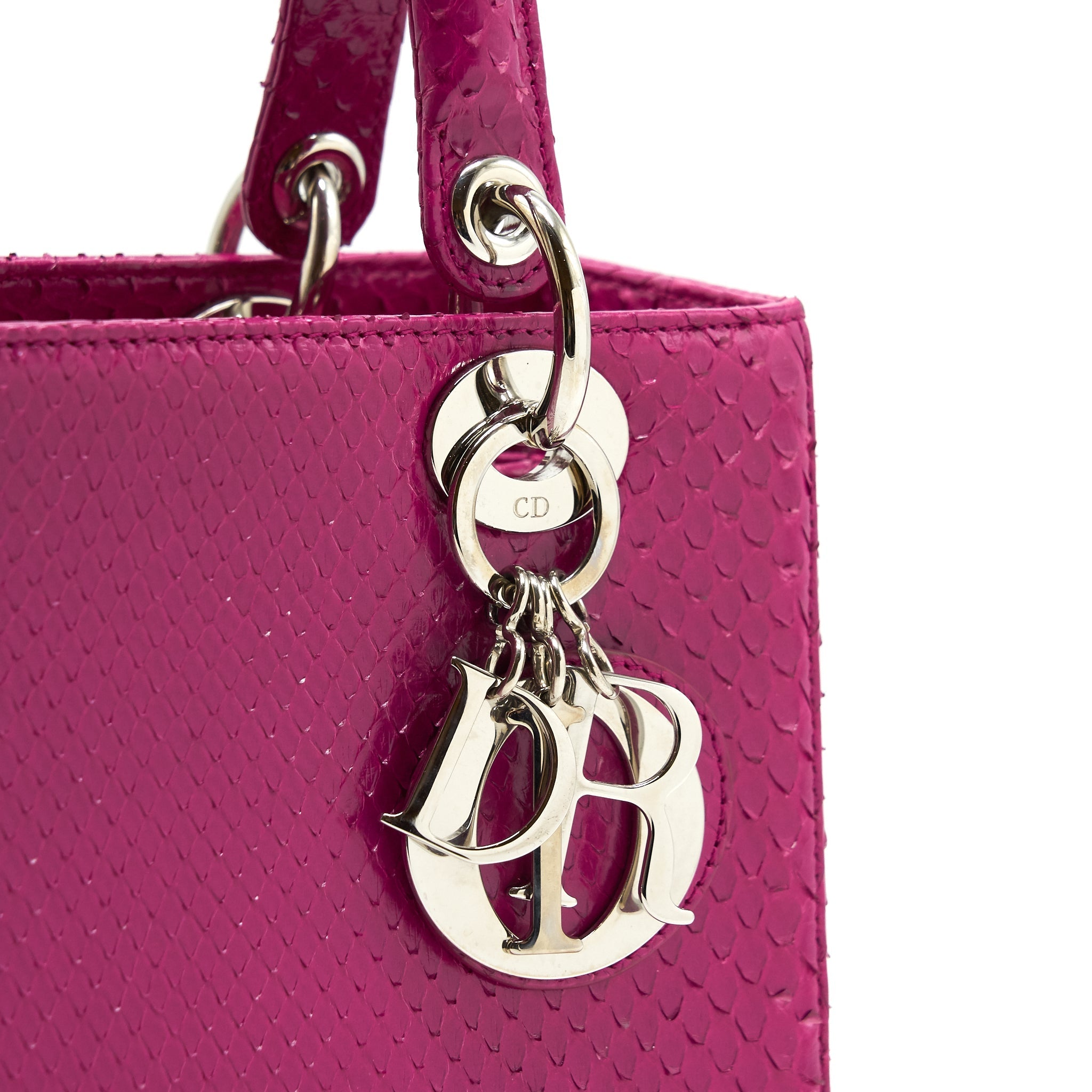 DIOR MEDIUM LADY DIOR BAG PYTHON DARK PINK SHW