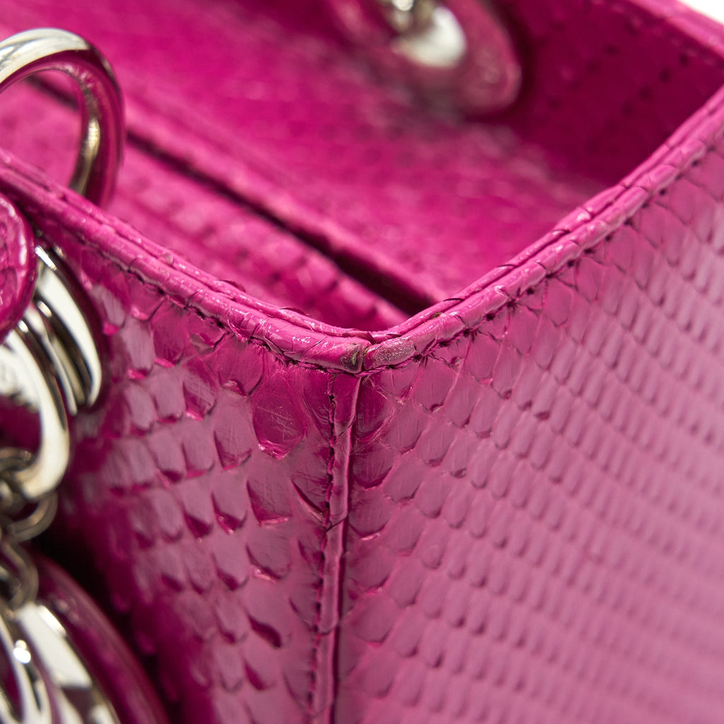 DIOR MEDIUM LADY DIOR BAG PYTHON DARK PINK SHW