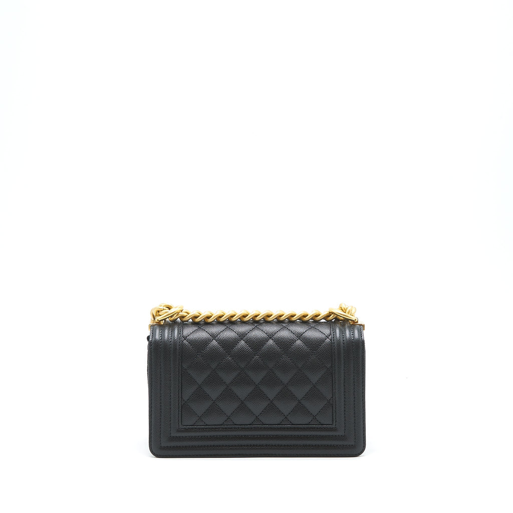 CHANEL SMALL BOY BAG CAVIAR BLACK GHW (MICROCHIP)