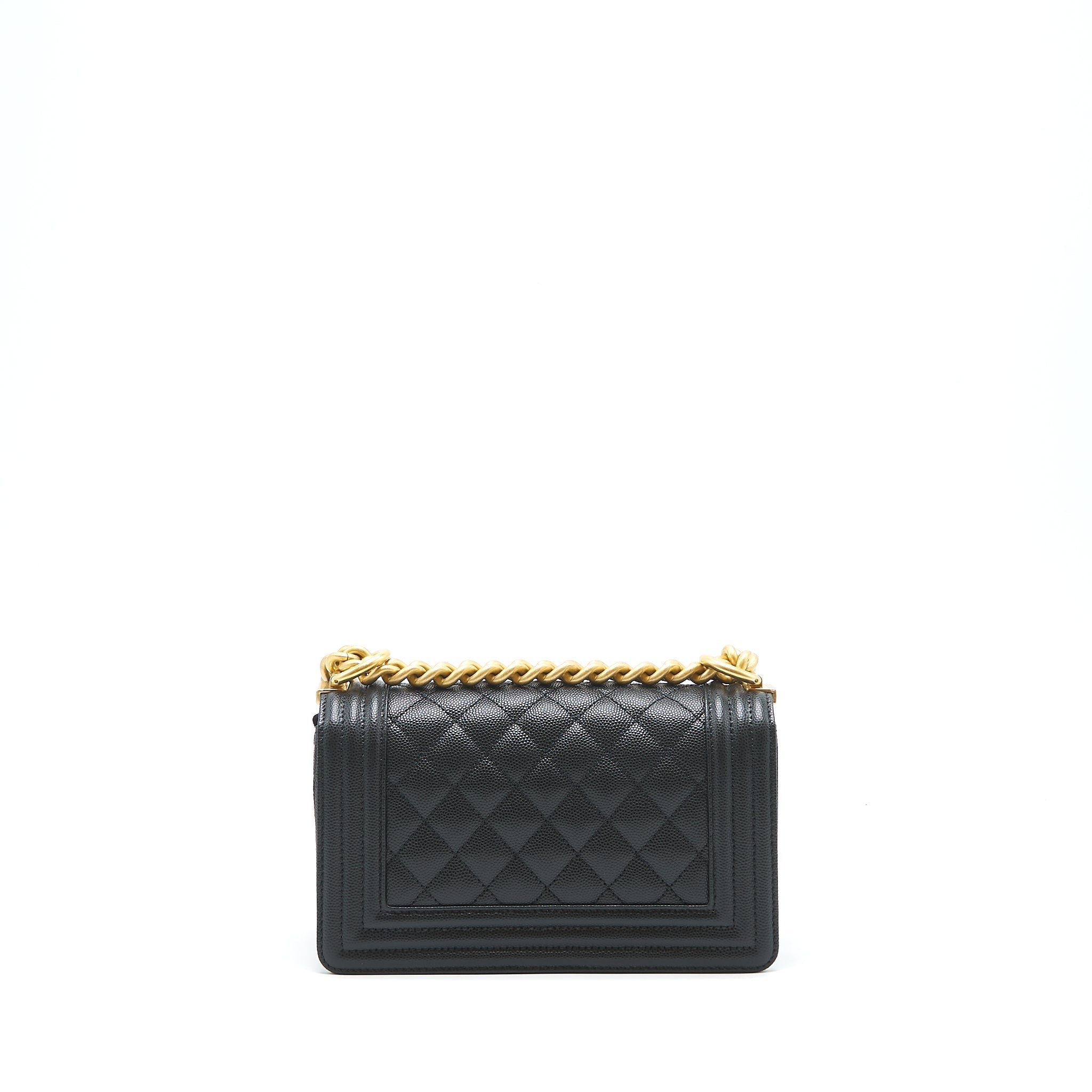 CHANEL SMALL BOY BAG CAVIAR BLACK GHW (MICROCHIP)