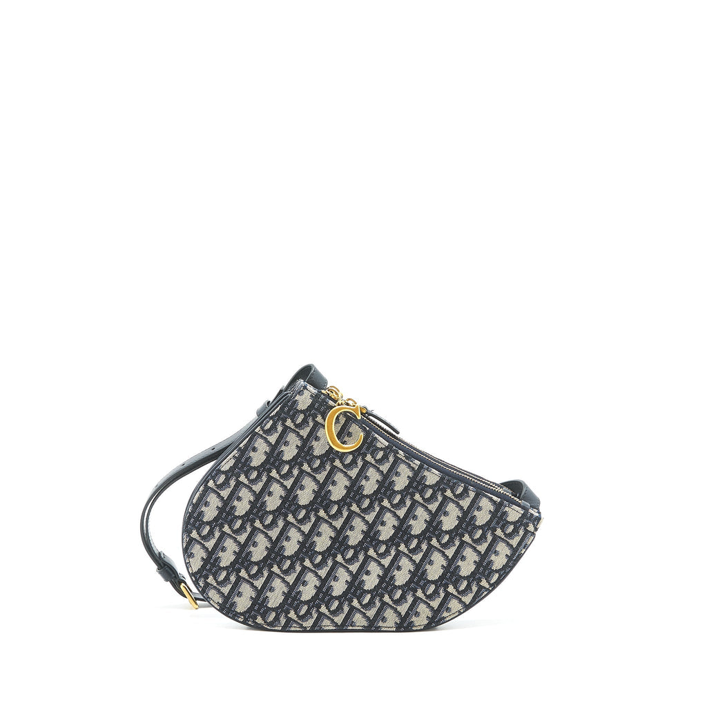 DIOR SADDLE TRIO CROSSBODY POUCH BLUE OBLIQUE