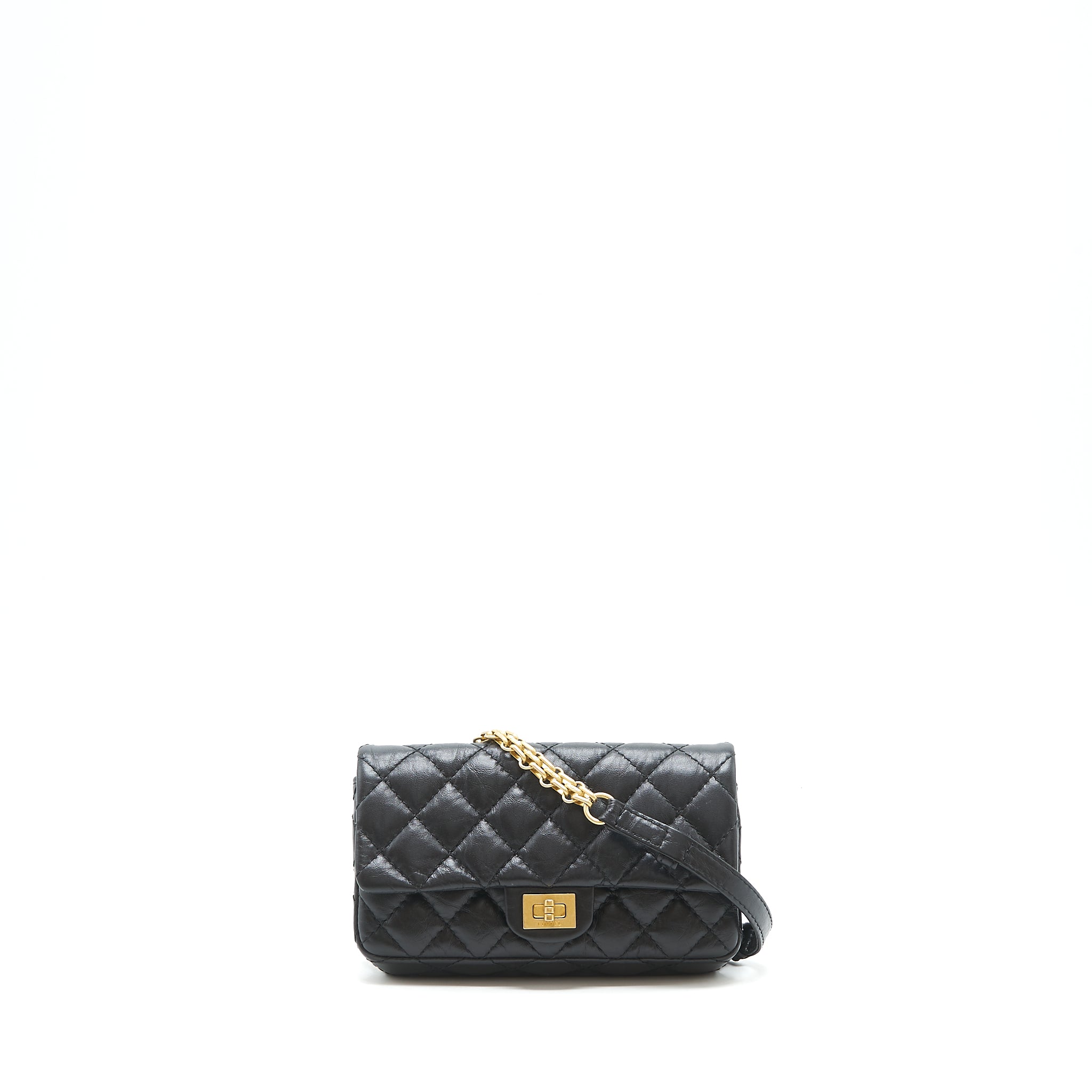 CHANEL 2.55 REISSUE MINI WAIST BELT BAG BLACK GHW