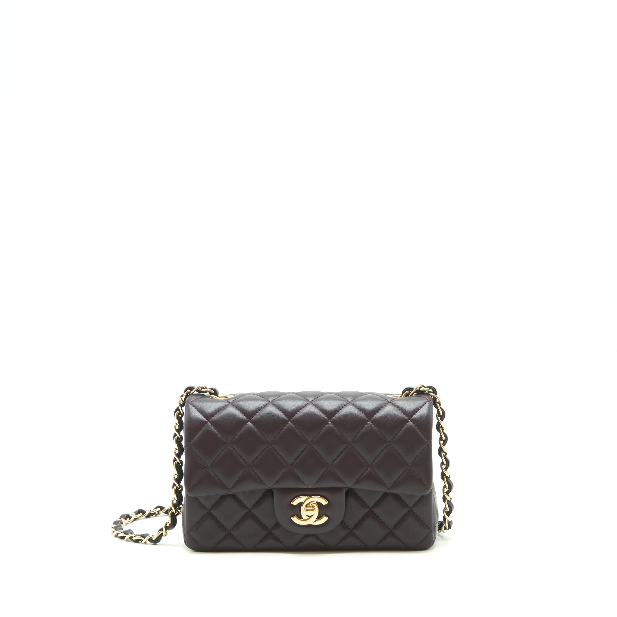 CHANEL MINI RECTANGULAR FLAP BAG LAMBSKIN 16B DARK PURPLE LGHW