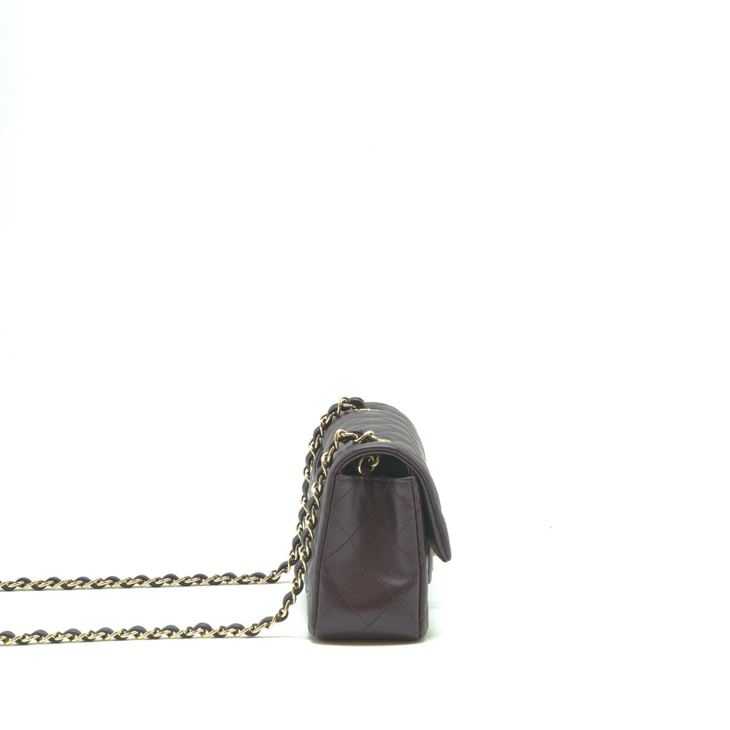 CHANEL MINI RECTANGULAR FLAP BAG LAMBSKIN 16B DARK PURPLE LGHW