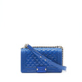 CHANEL MEDIUM BOY CHANEL PATENT LEATHER ELECTRIC BLUE WITH SHW