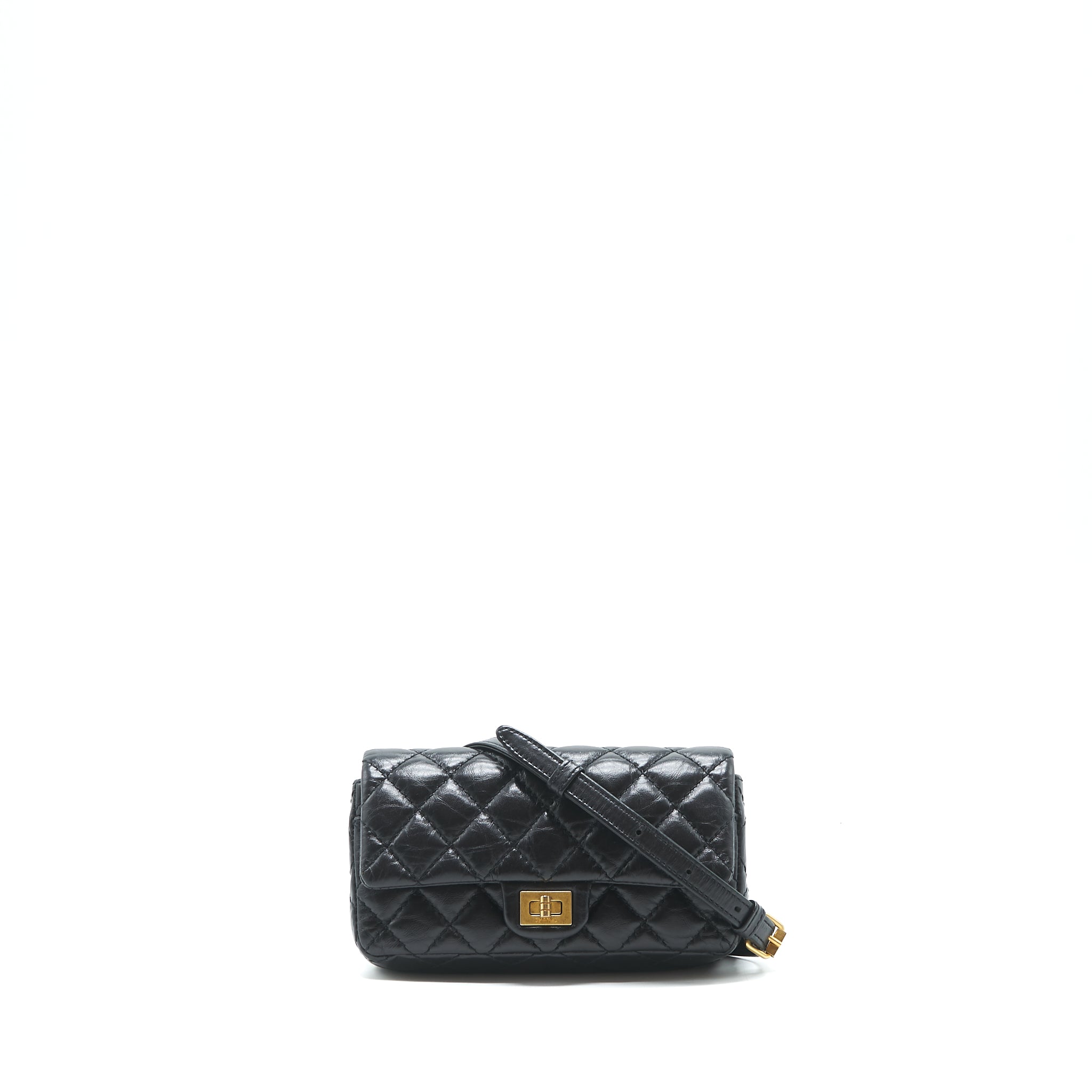 CHANEL 2.55 REISSUE MINI WAIST BELT BAG BLACK GHW