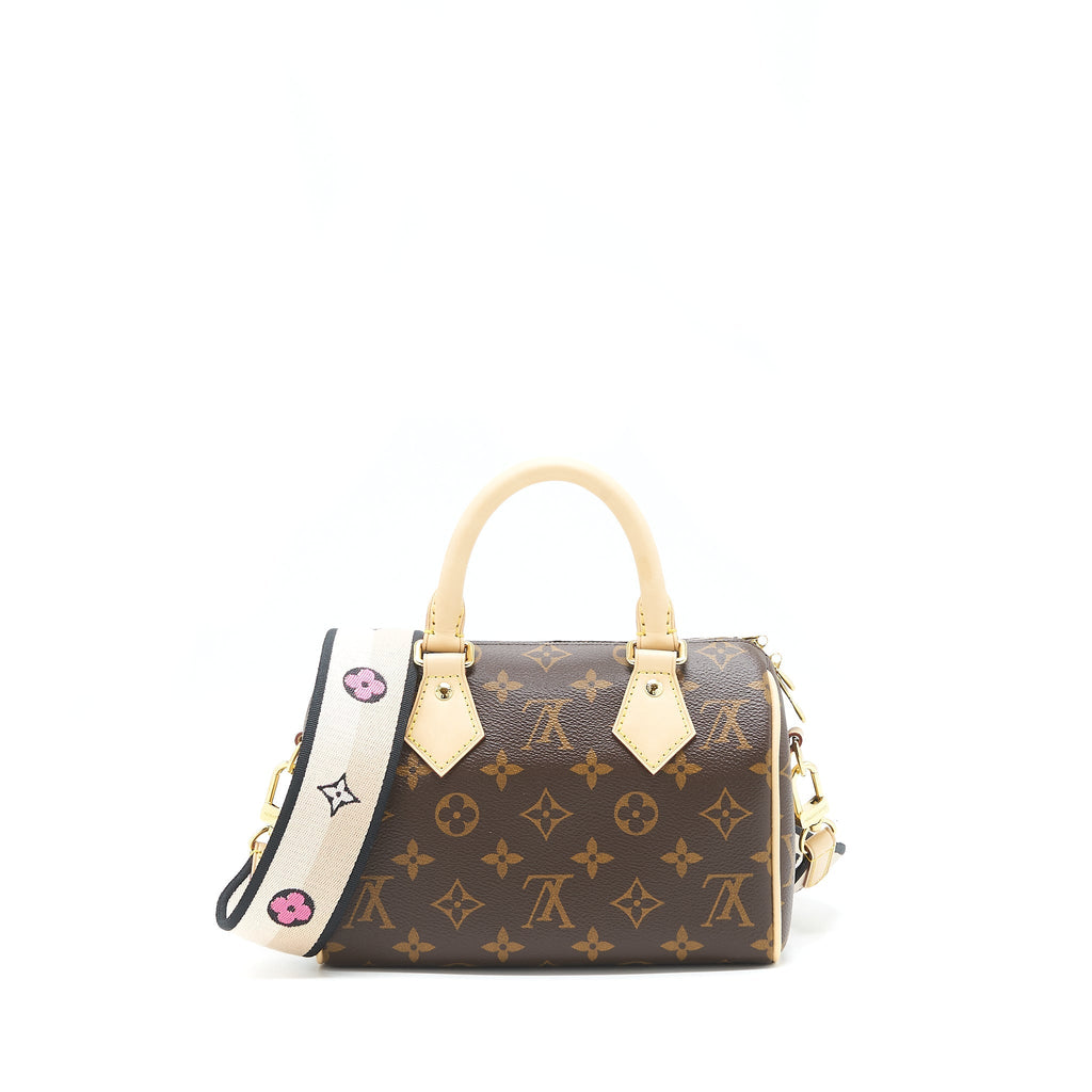 LOUIS VUITTON SPEEDY BANDOULIERE 20 MONOGRAM CANVAS BLACK STRAP