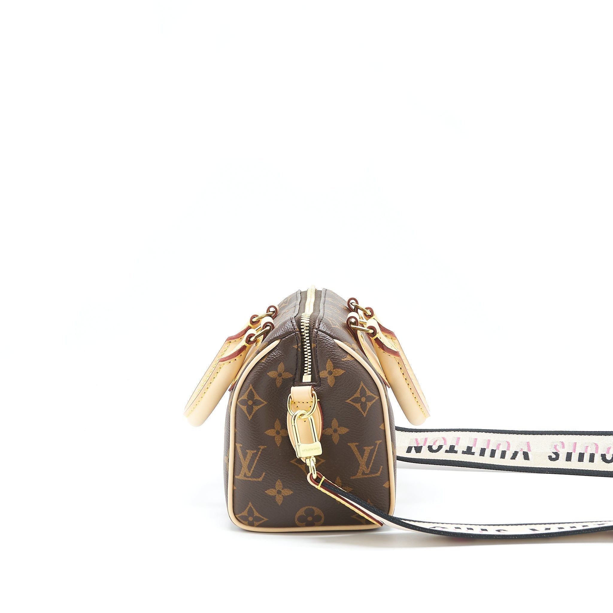 LOUIS VUITTON SPEEDY BANDOULIERE 20 MONOGRAM CANVAS BLACK STRAP
