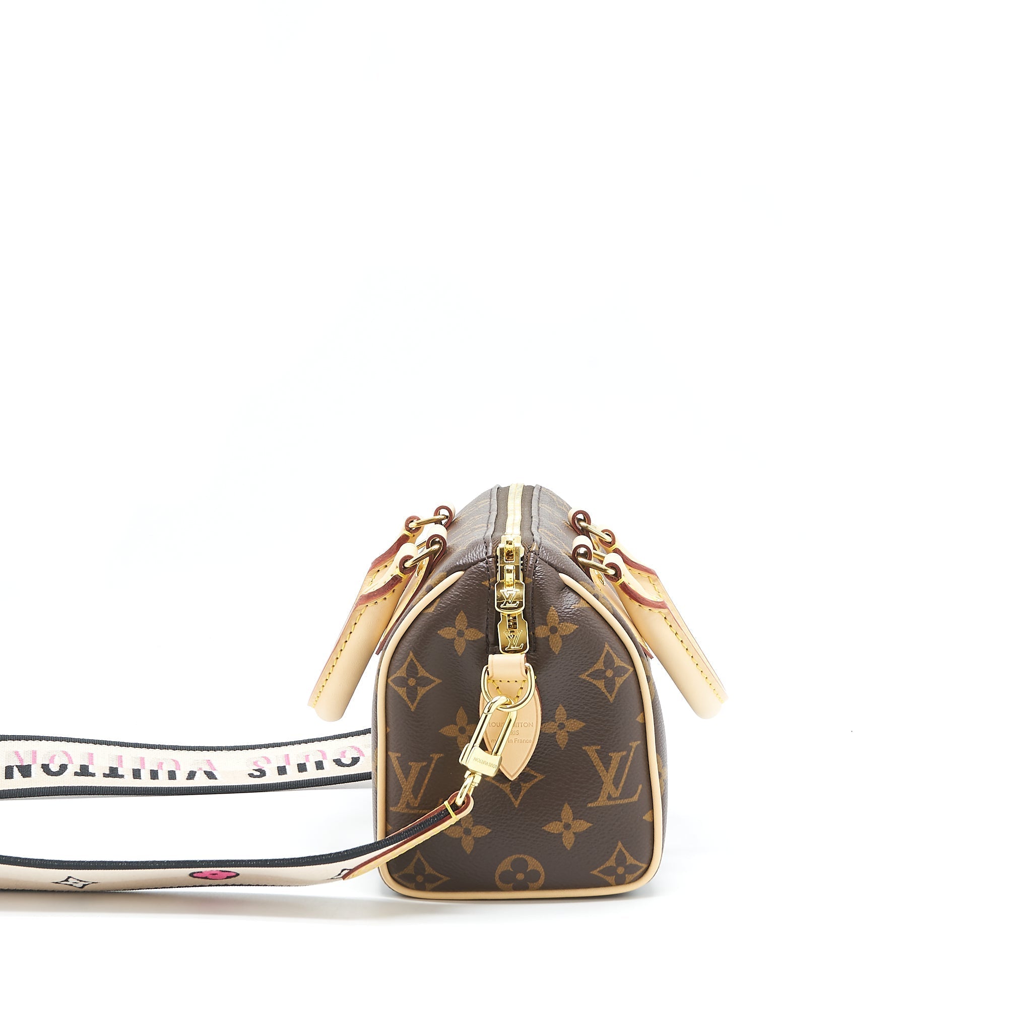 LOUIS VUITTON SPEEDY BANDOULIERE 20 MONOGRAM CANVAS BLACK STRAP