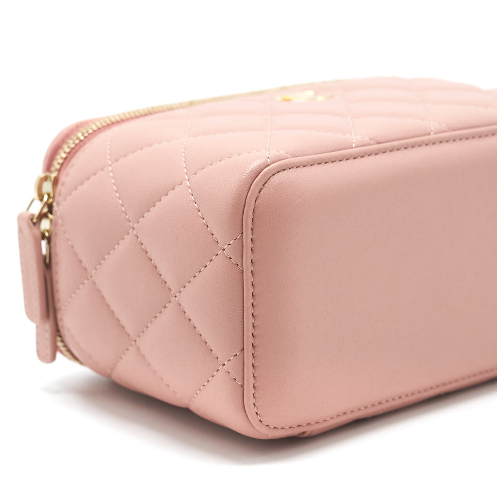 CHANEL 21B PEARL CRUSH LONG VANITY WITH CHAIN DARK PINK GHW
