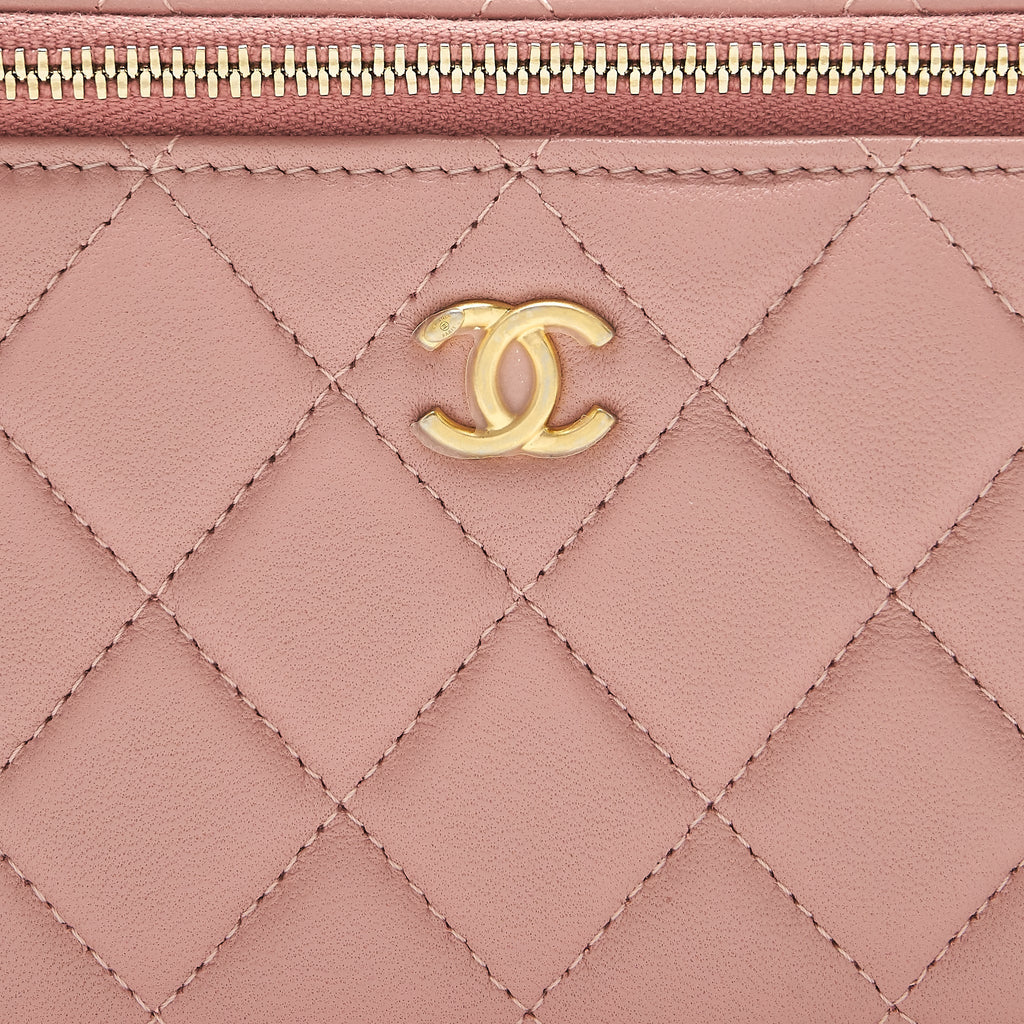 CHANEL 21B PEARL CRUSH LONG VANITY WITH CHAIN DARK PINK GHW