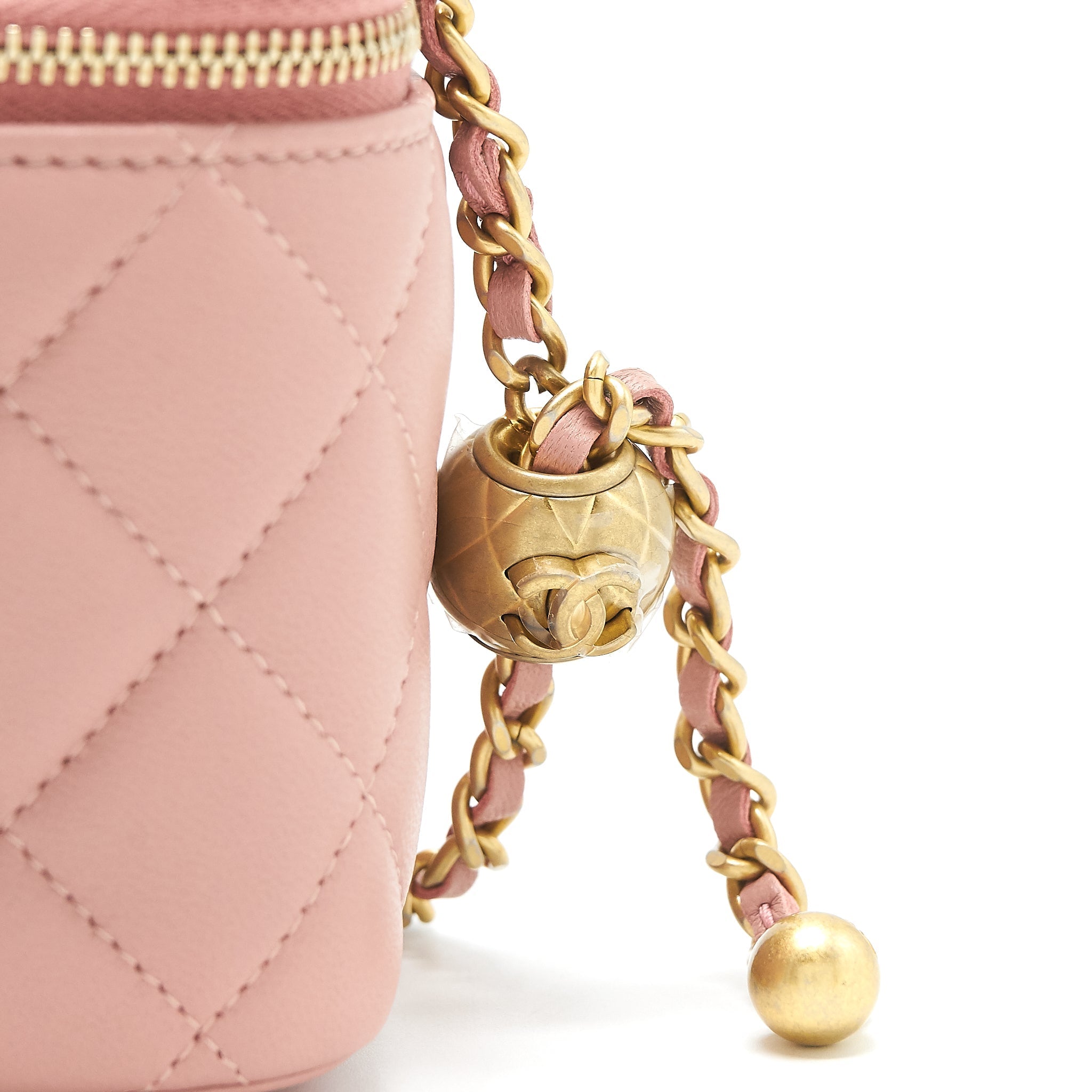 CHANEL 21B PEARL CRUSH LONG VANITY WITH CHAIN DARK PINK GHW