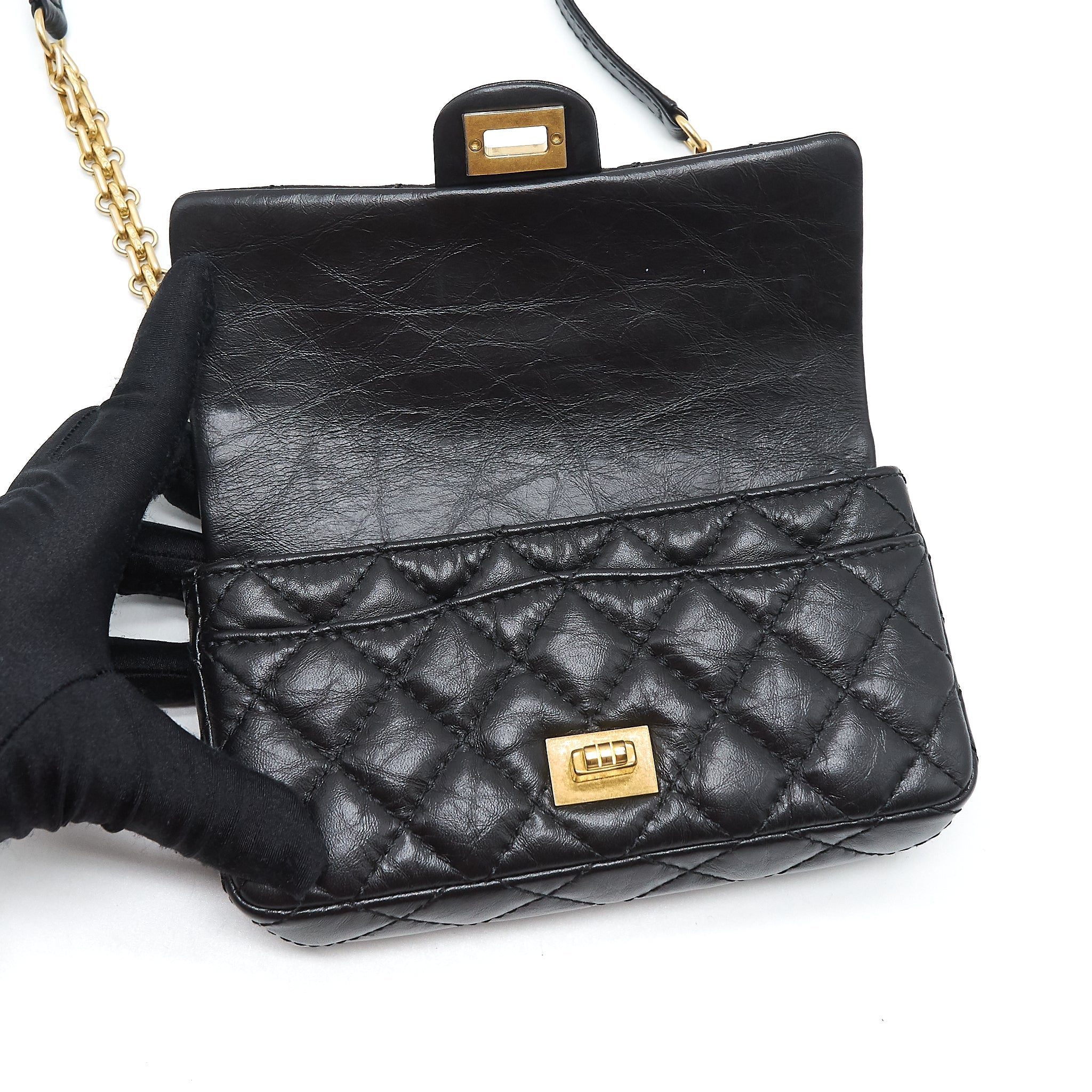 CHANEL 2.55 REISSUE MINI WAIST BELT BAG BLACK GHW