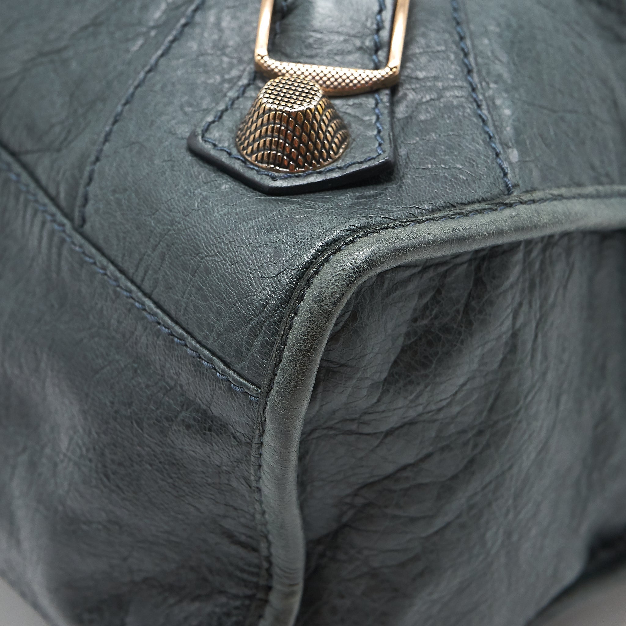 BALENCIAGA TOTE BAG DARK GREY WITH GIANT STUD HARDWARE