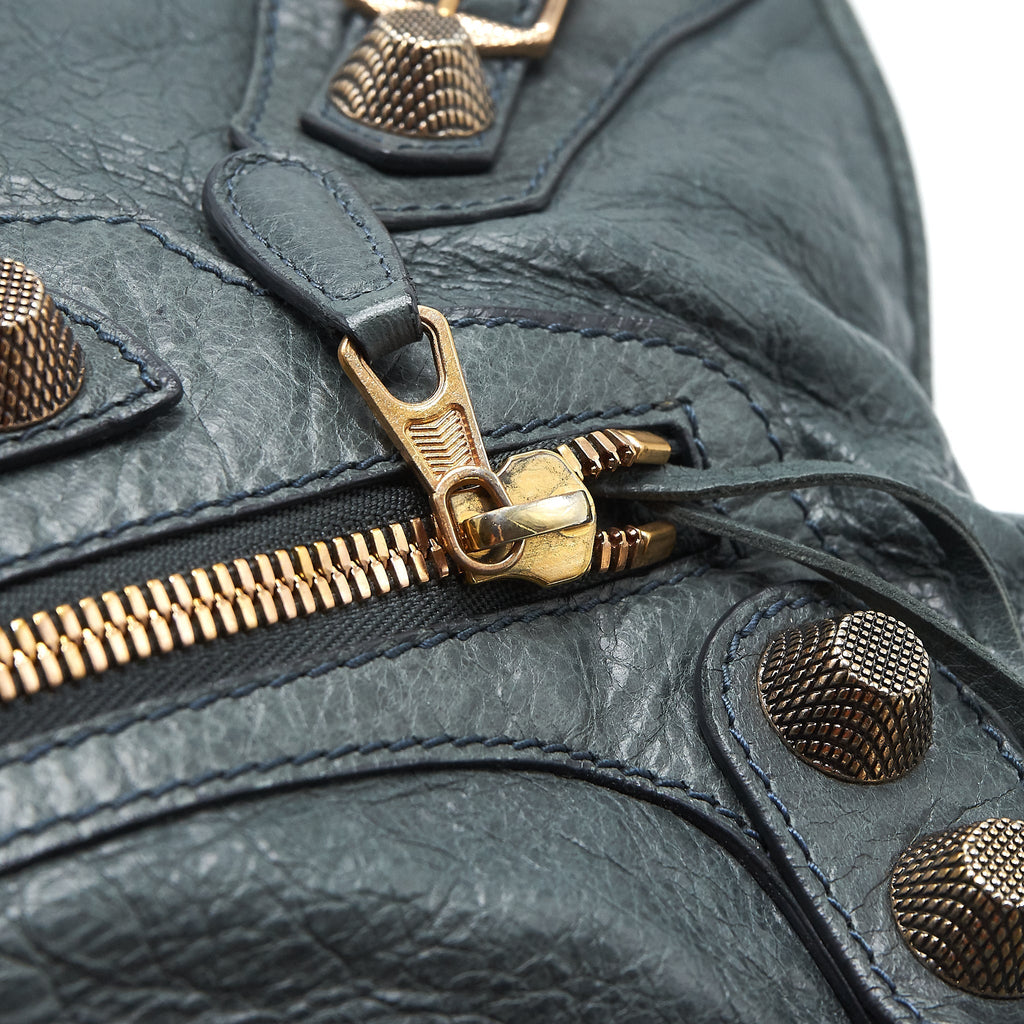 BALENCIAGA TOTE BAG DARK GREY WITH GIANT STUD HARDWARE