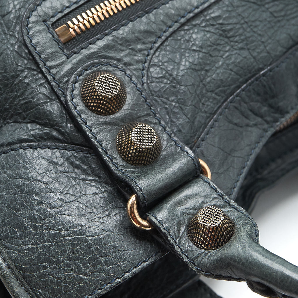 BALENCIAGA TOTE BAG DARK GREY WITH GIANT STUD HARDWARE