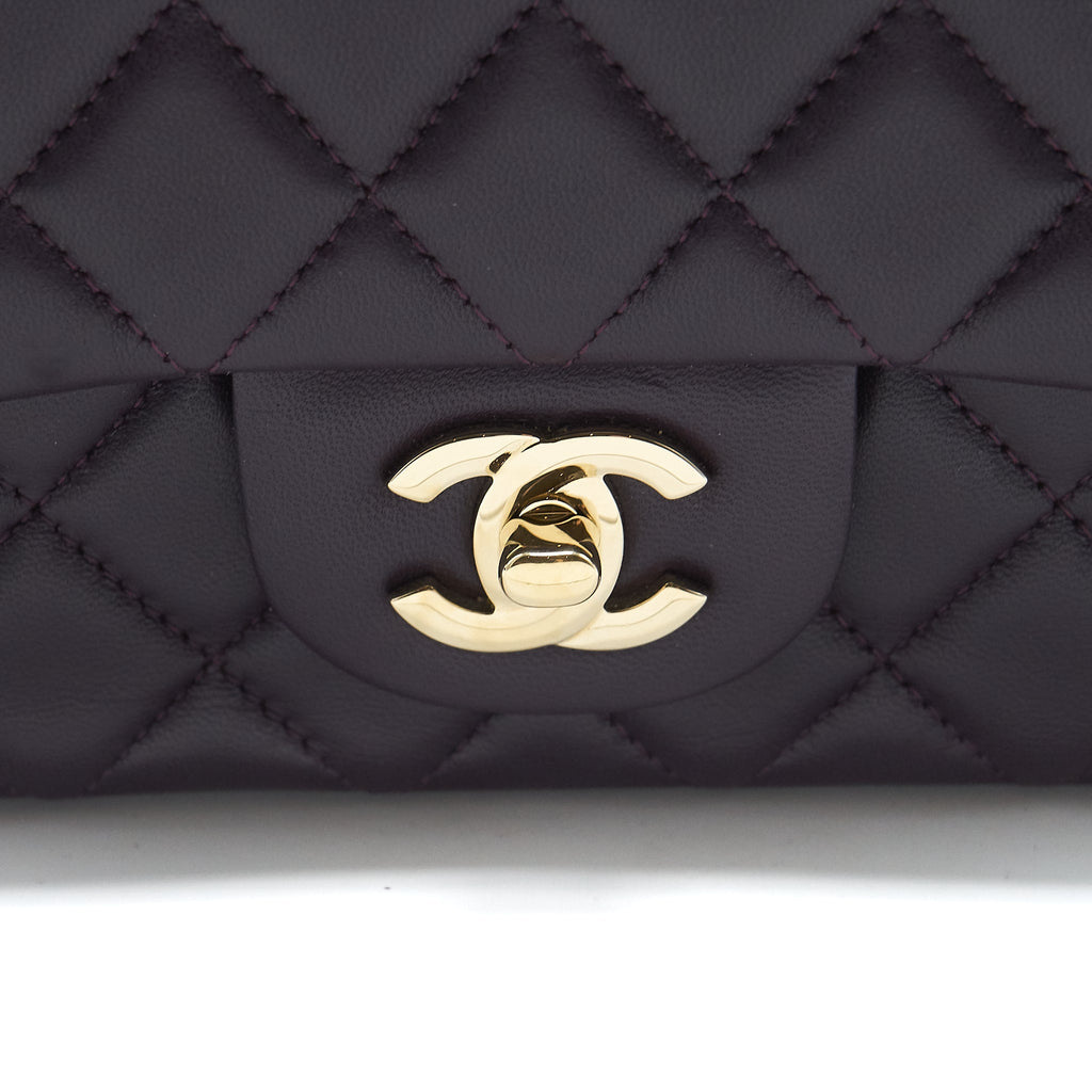 CHANEL MINI RECTANGULAR FLAP BAG LAMBSKIN 16B DARK PURPLE LGHW