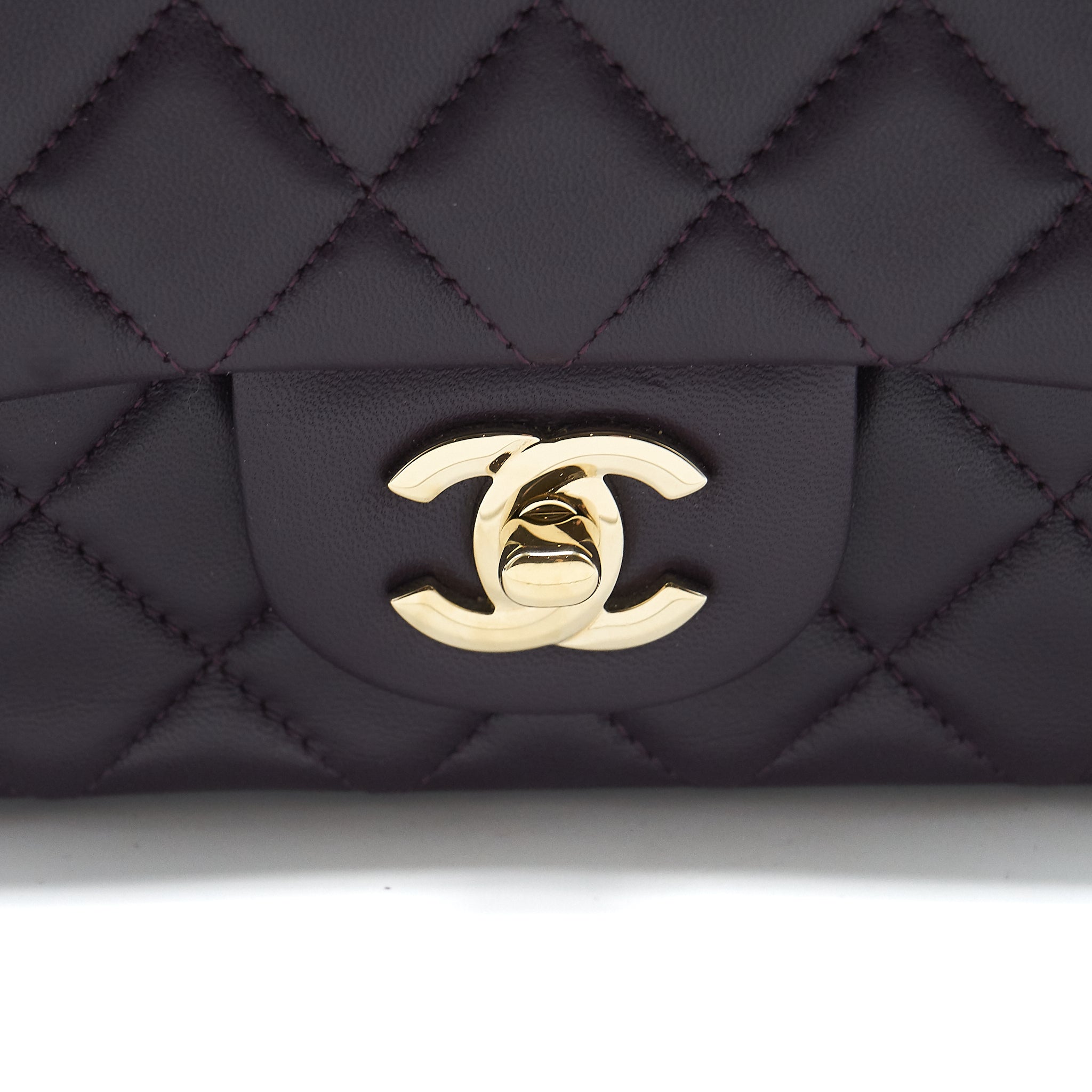 CHANEL MINI RECTANGULAR FLAP BAG LAMBSKIN 16B DARK PURPLE LGHW