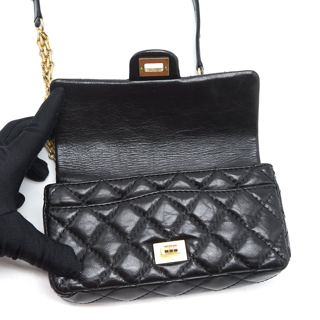 CHANEL 2.55 REISSUE MINI WAIST BELT BAG BLACK GHW