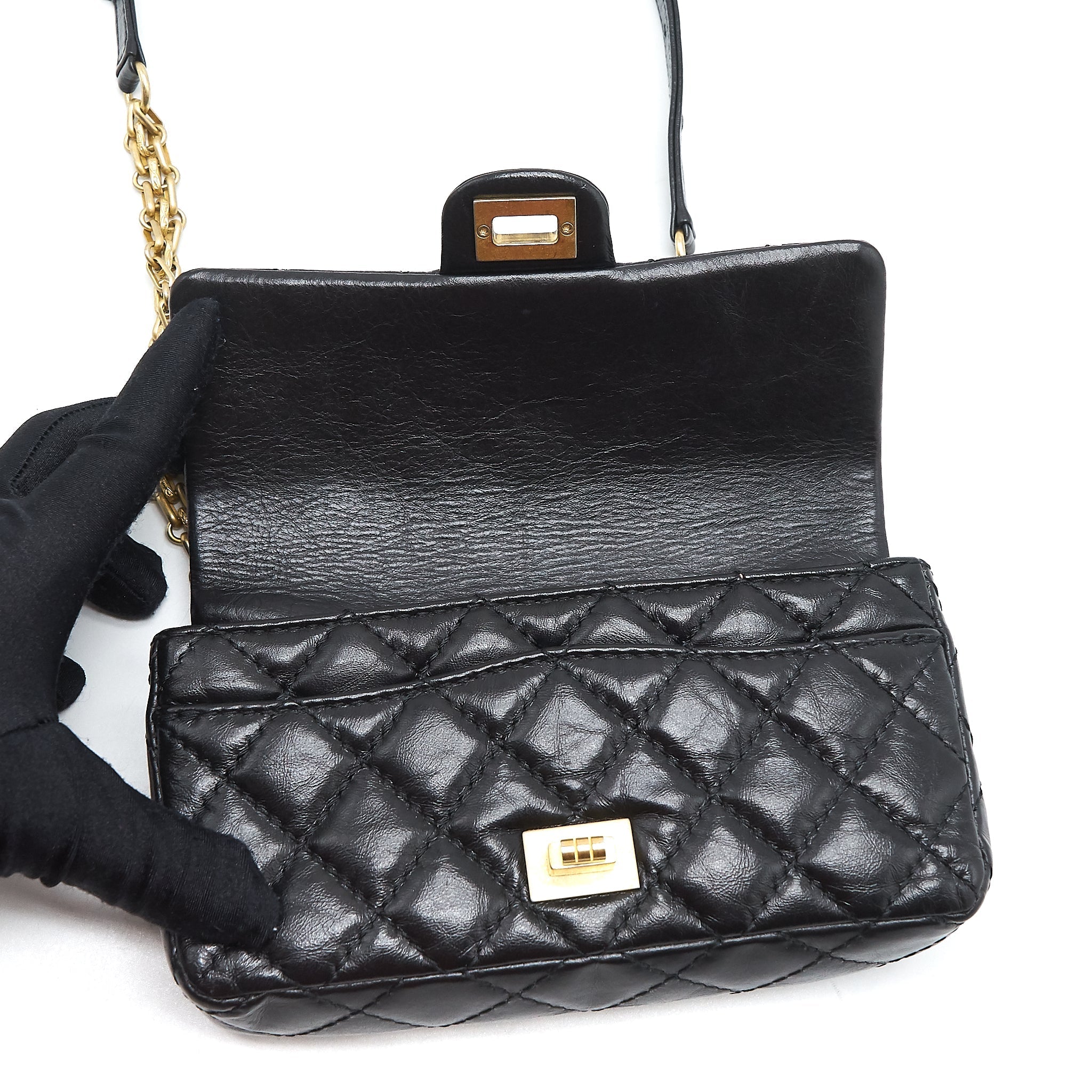 CHANEL 2.55 REISSUE MINI WAIST BELT BAG BLACK GHW