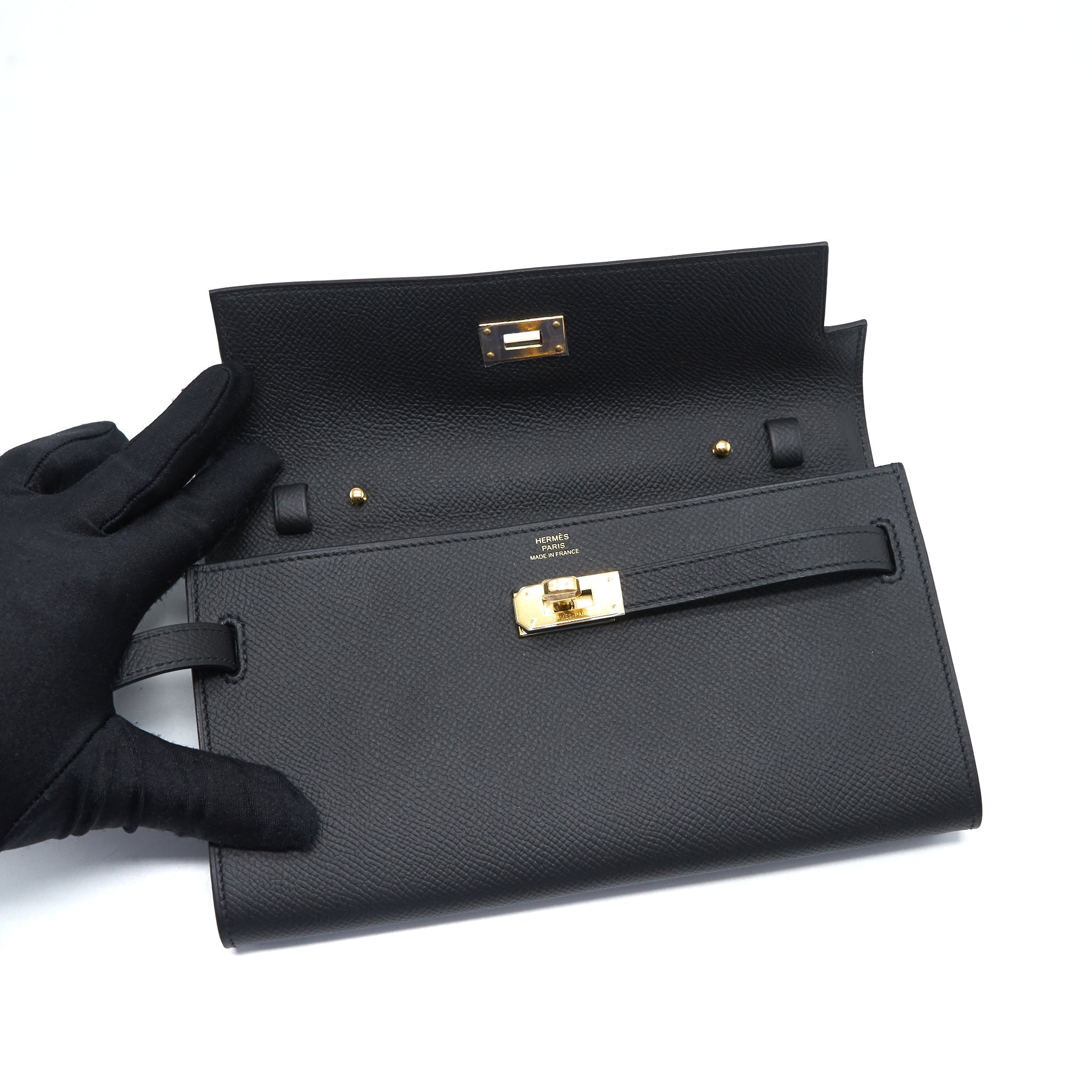HERMES CLASSIC KELLY TO GO EPSOM LEATHER BLACK GHW