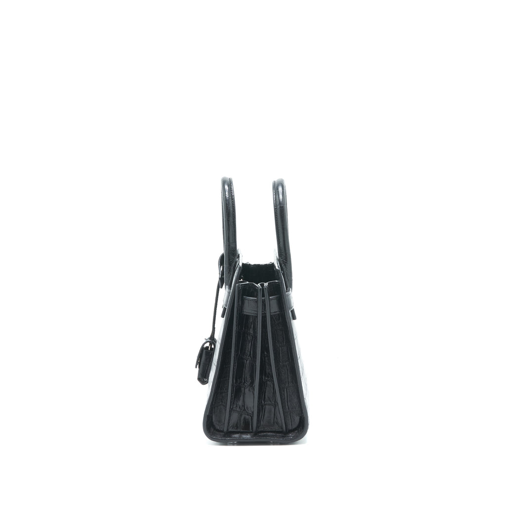 SAINT LAURENT/YSL SAC DE JOUR NANO CROC EMBOSSED BLACK SHW