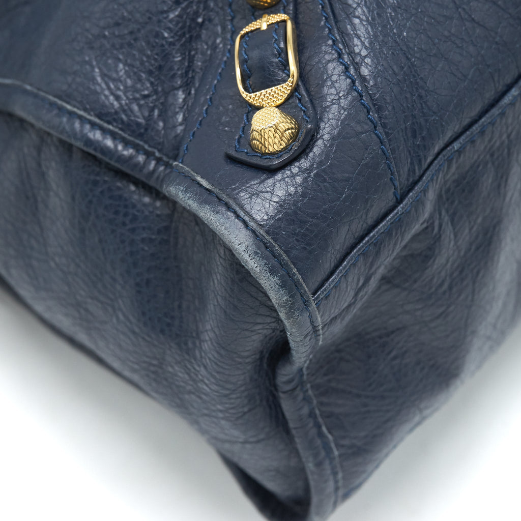 BALENCIAGA CLASSIC CITY BAG NAVY GHW