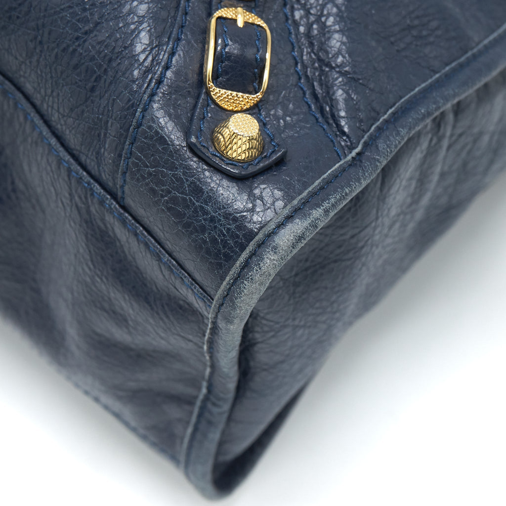BALENCIAGA CLASSIC CITY BAG NAVY GHW