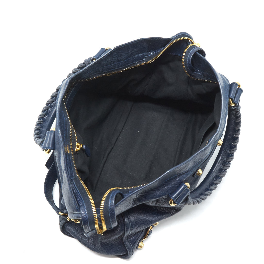 BALENCIAGA CLASSIC CITY BAG NAVY GHW