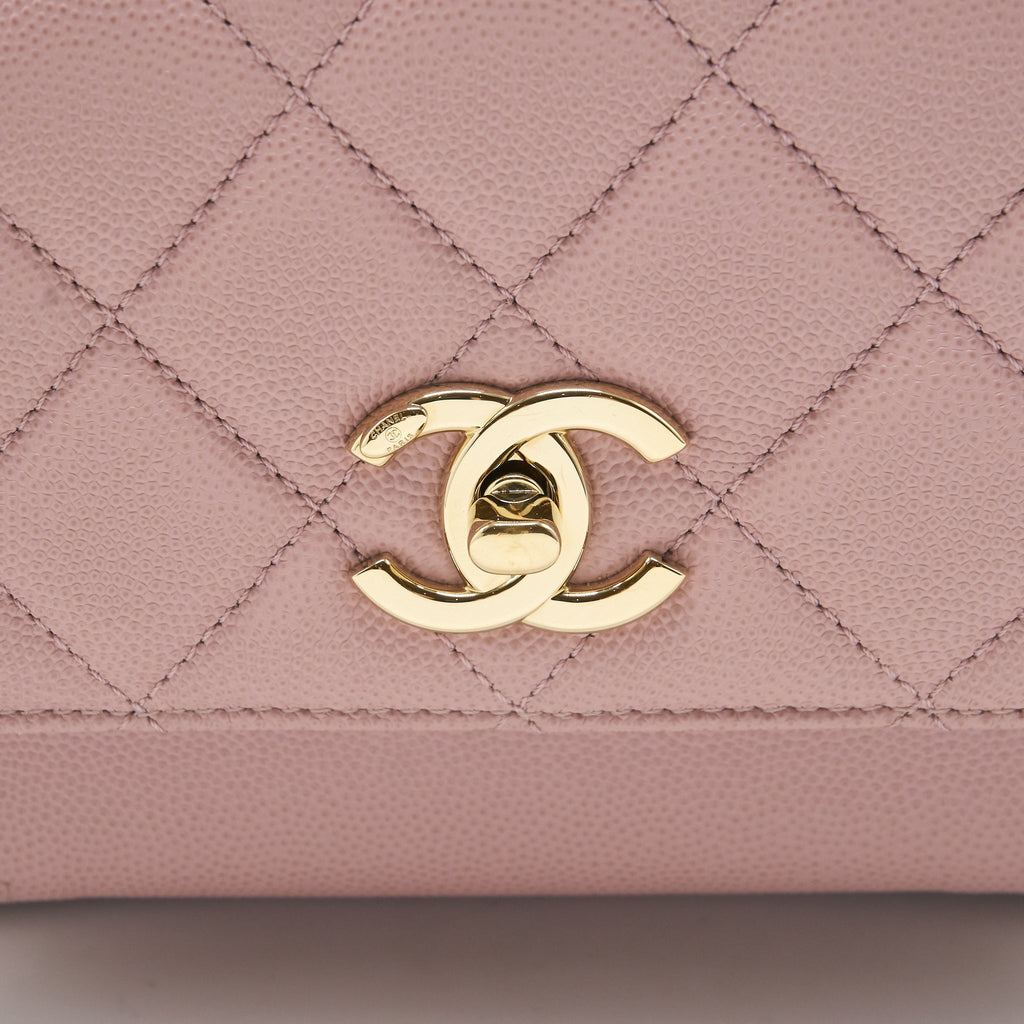CHANEL SMALL BUSINESS AFFINITY FLAP BAG CAVIAR LIGHT PINK LGHW