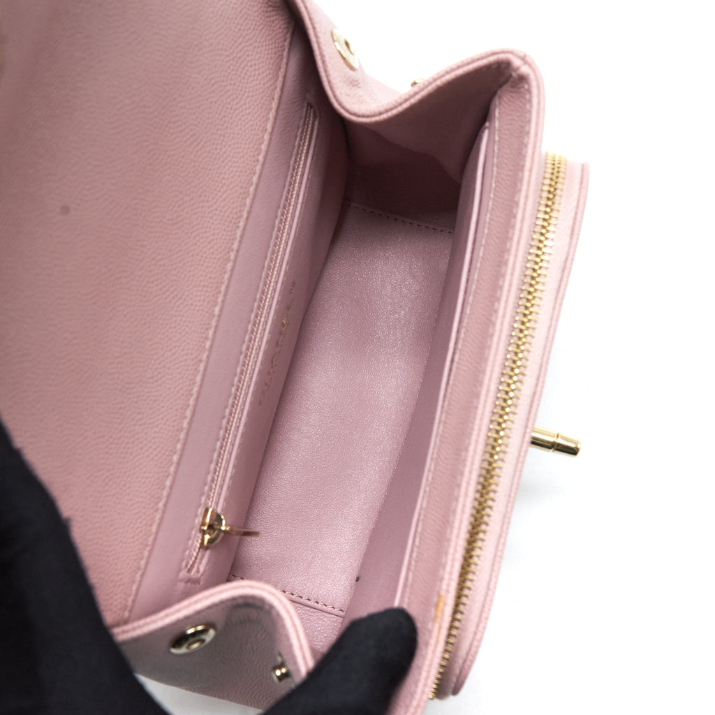 CHANEL SMALL BUSINESS AFFINITY FLAP BAG CAVIAR LIGHT PINK LGHW