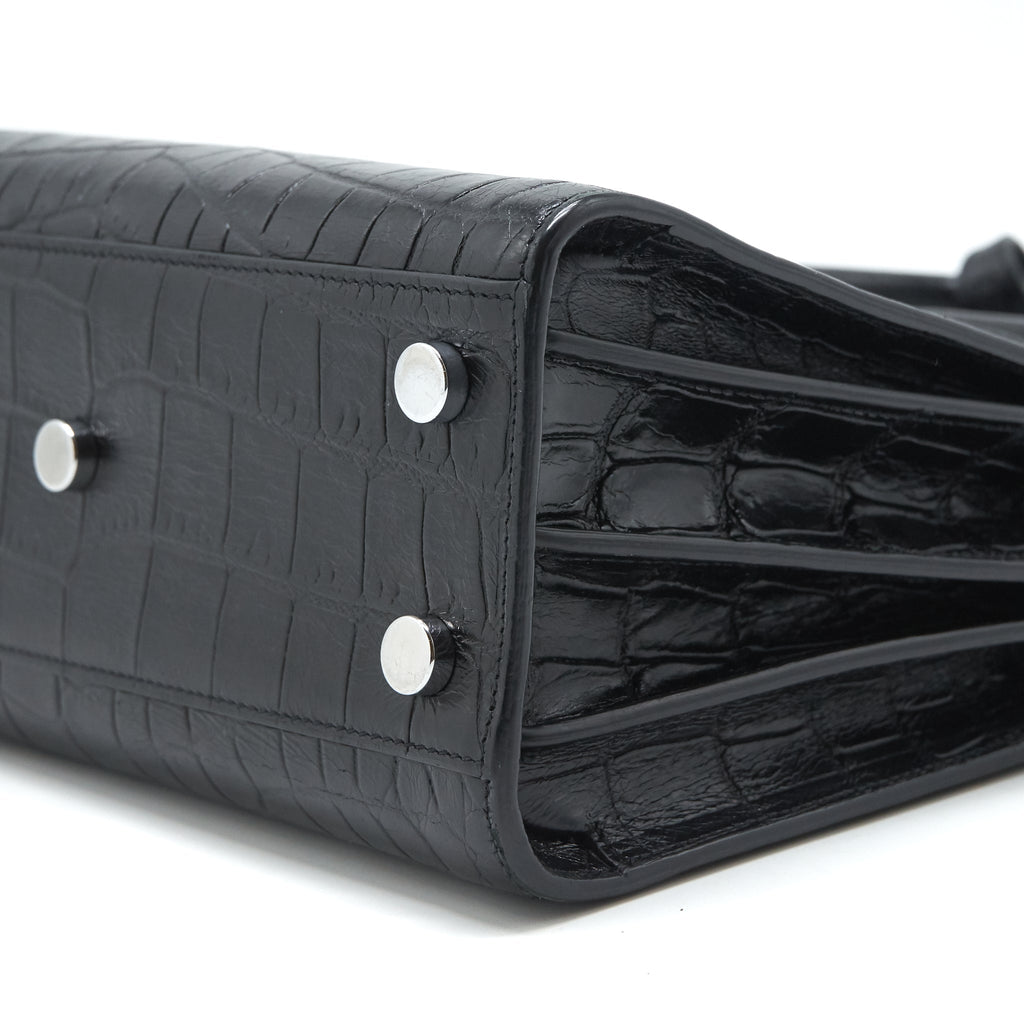 SAINT LAURENT/YSL SAC DE JOUR NANO CROC EMBOSSED BLACK SHW
