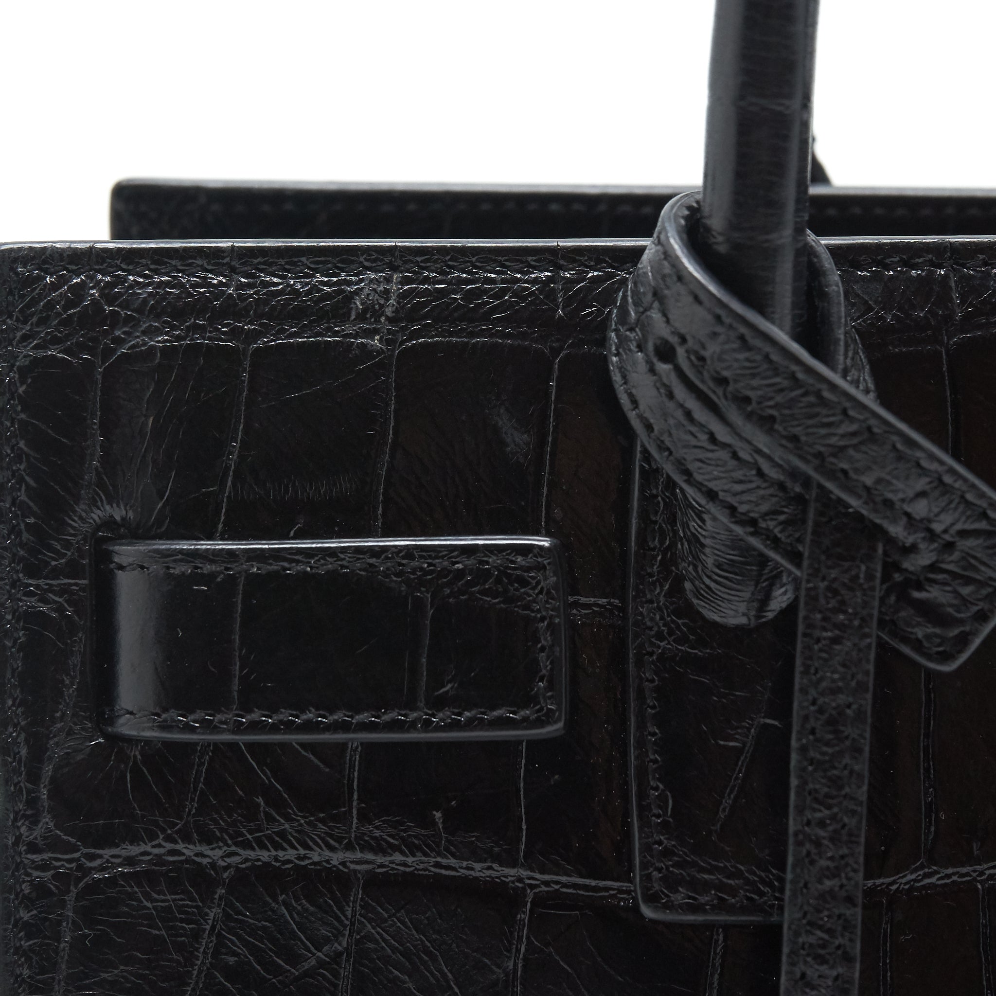 SAINT LAURENT/YSL SAC DE JOUR NANO CROC EMBOSSED BLACK SHW