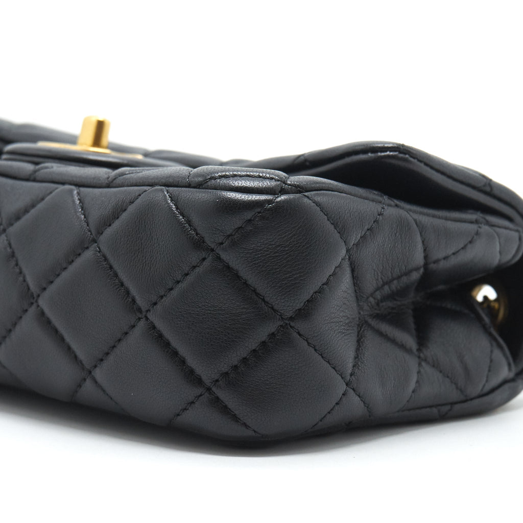 CHANEL PEARL CRUSH MINI RECTANGULAR FLAP BAG LAMBSKIN BLACK GHW
