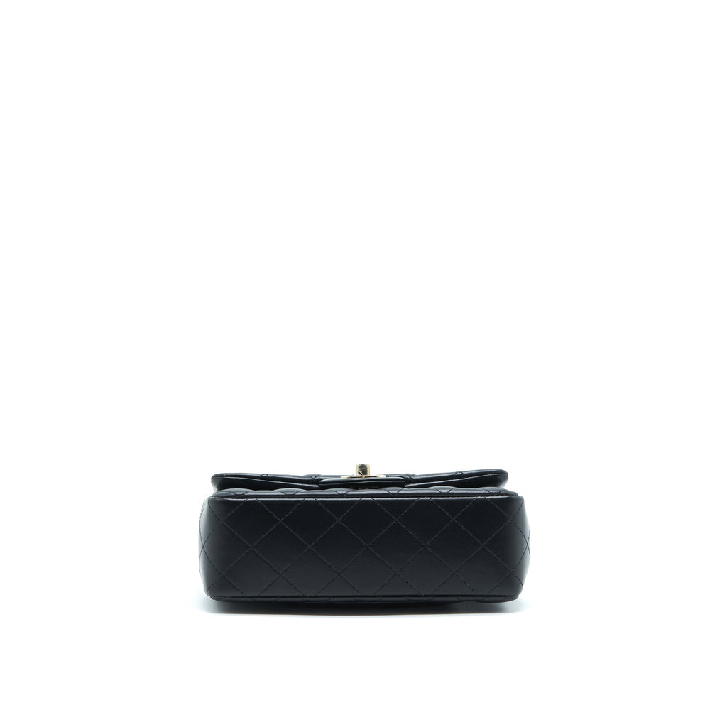 CHANEL MINI RECTANGULAR FLAP BAG LAMBSKIN BLACK LGHW(MICROCHIP）