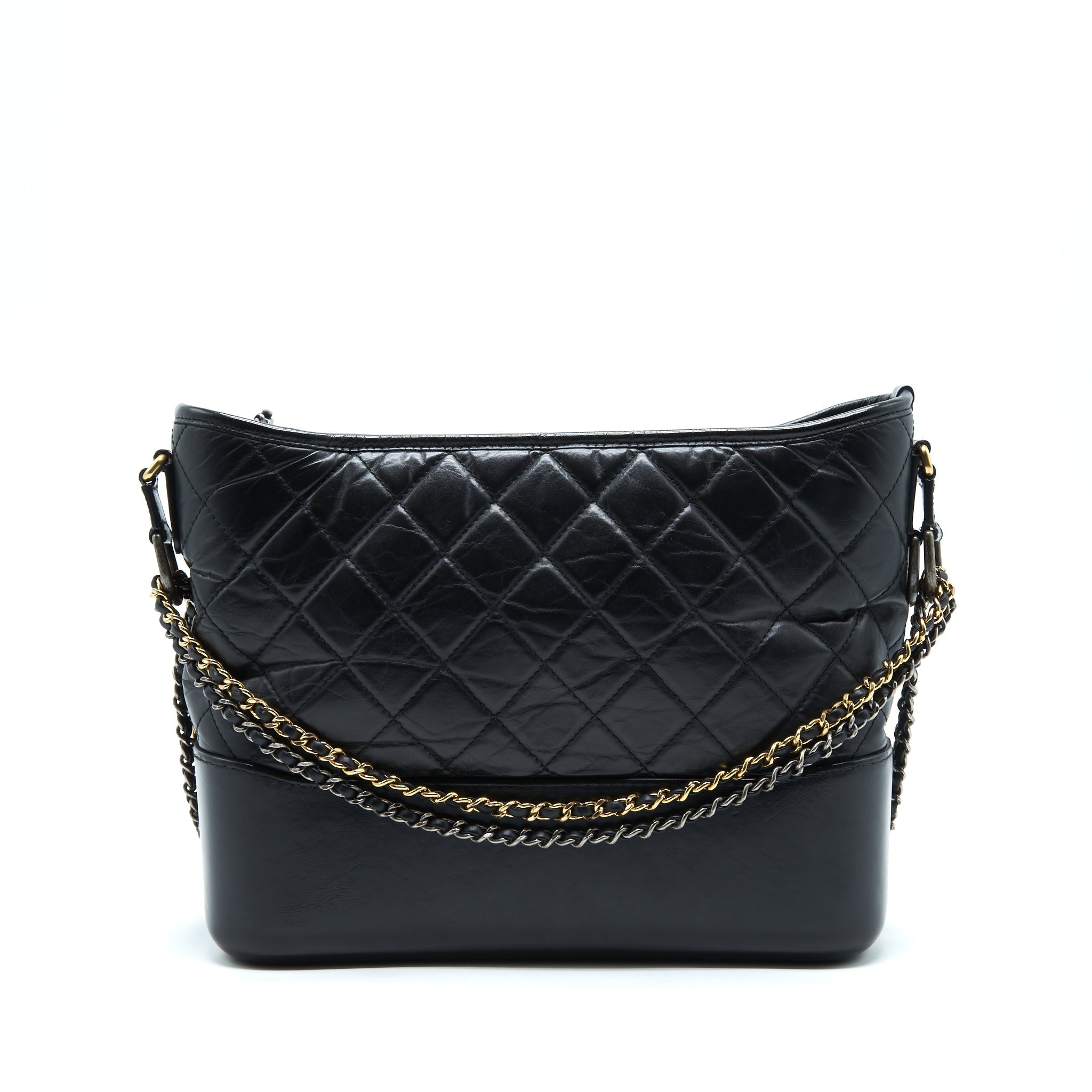CHANEL LARGE GABRIELLE HOBO BAG BLACK GOLD/SLIVER HARDWARE
