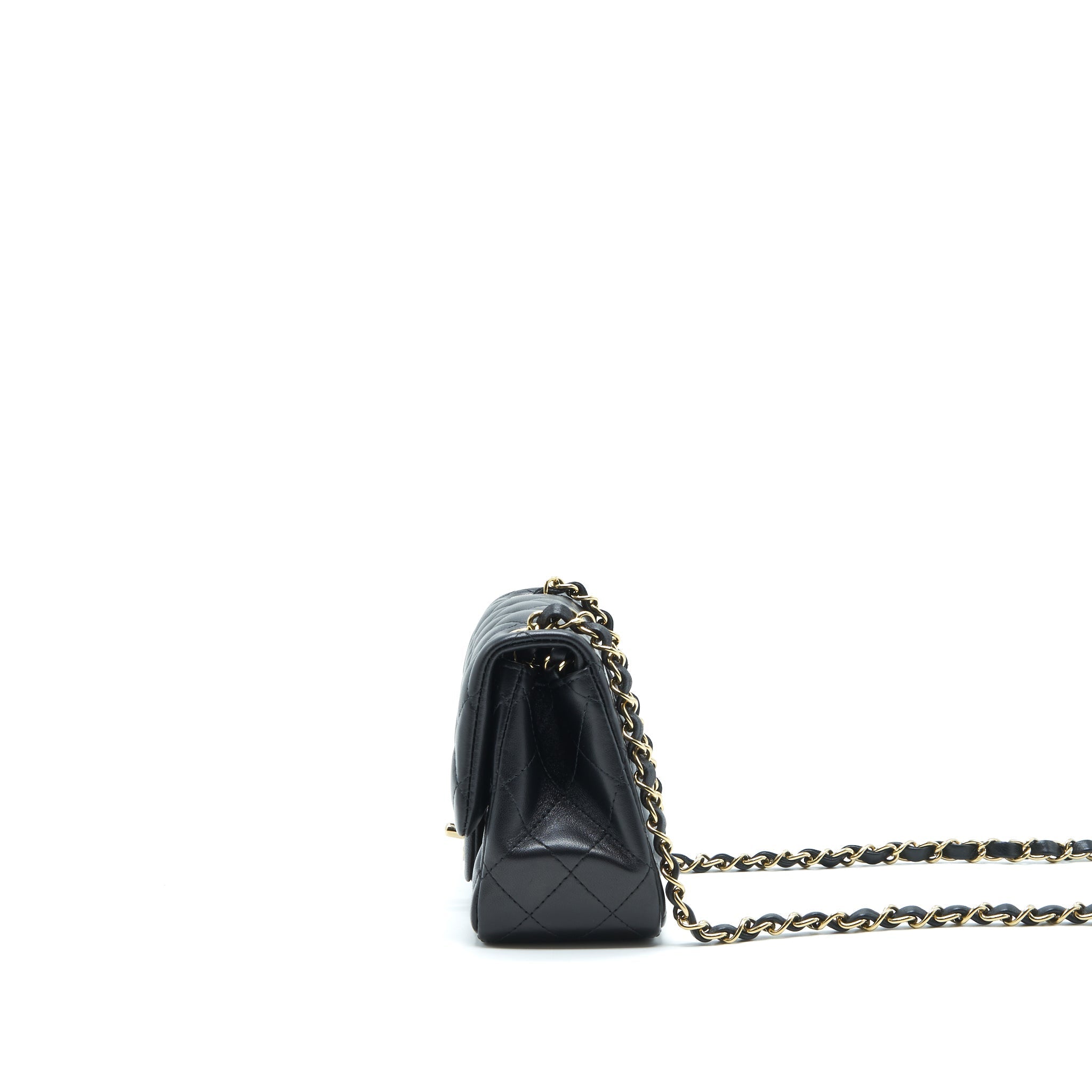 CHANEL MINI SQUARE FLAP BAG LAMBSKIN BLACK LGHW (MICROCHIP)