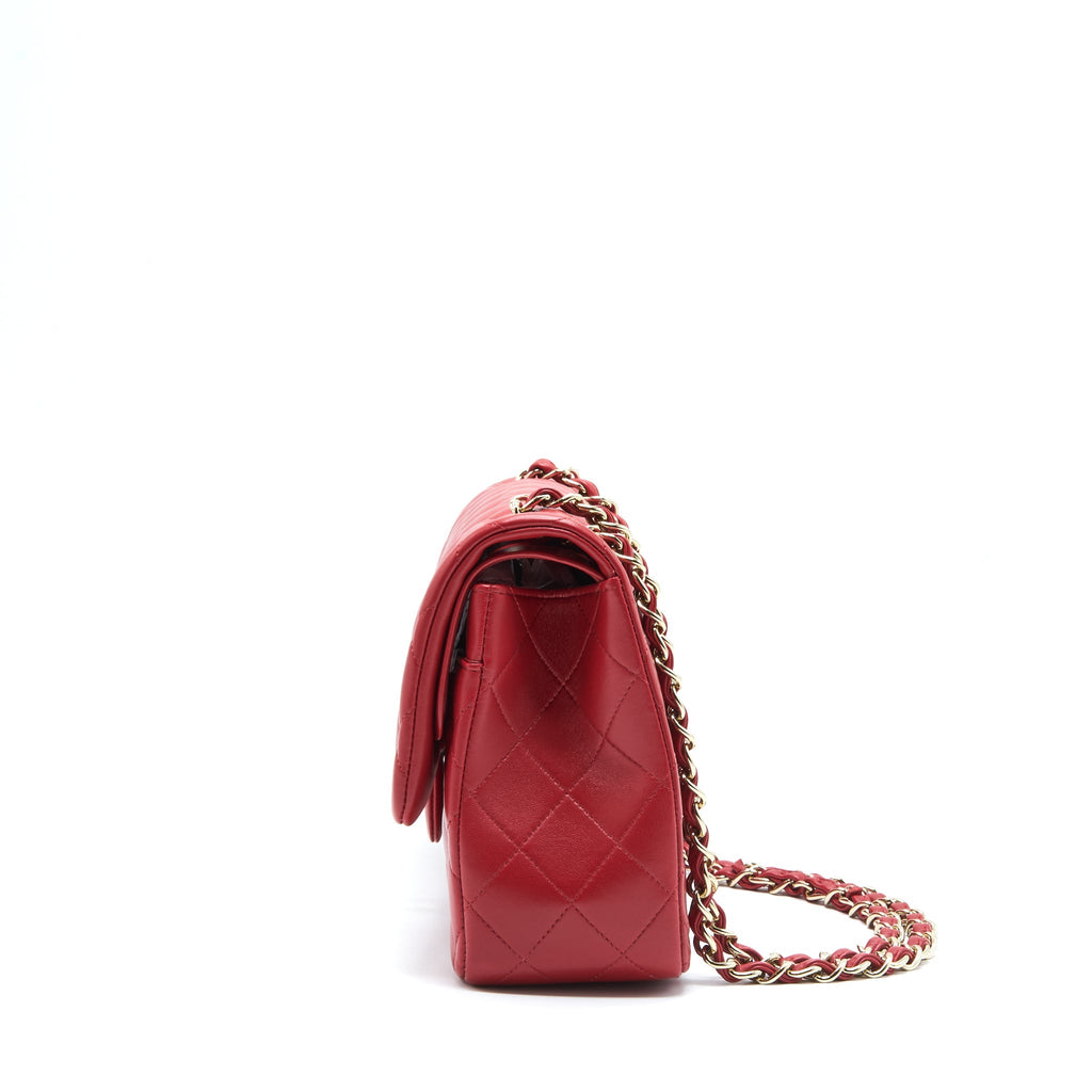 CHANEL CLASSIC JUMBO DOUBLE FLAP BAG LAMBSKIN RED LGHW