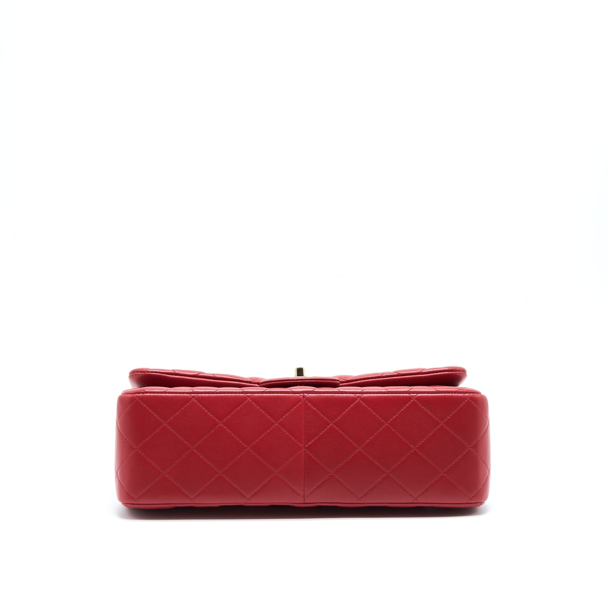 CHANEL CLASSIC JUMBO DOUBLE FLAP BAG LAMBSKIN RED LGHW