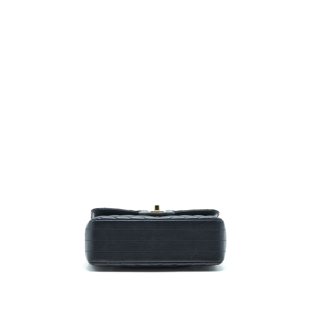 CHANEL CHEVRON MINI RECTANGULAR FLAP BAG LAMBSKIN BLACK LGHW