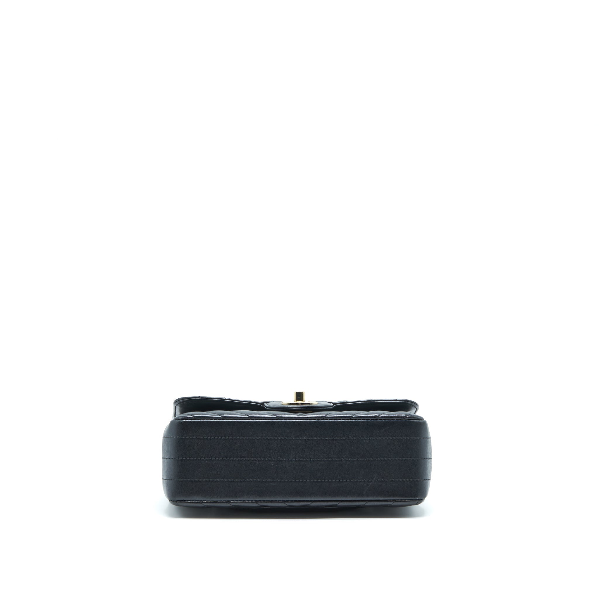 CHANEL CHEVRON MINI RECTANGULAR FLAP BAG LAMBSKIN BLACK LGHW