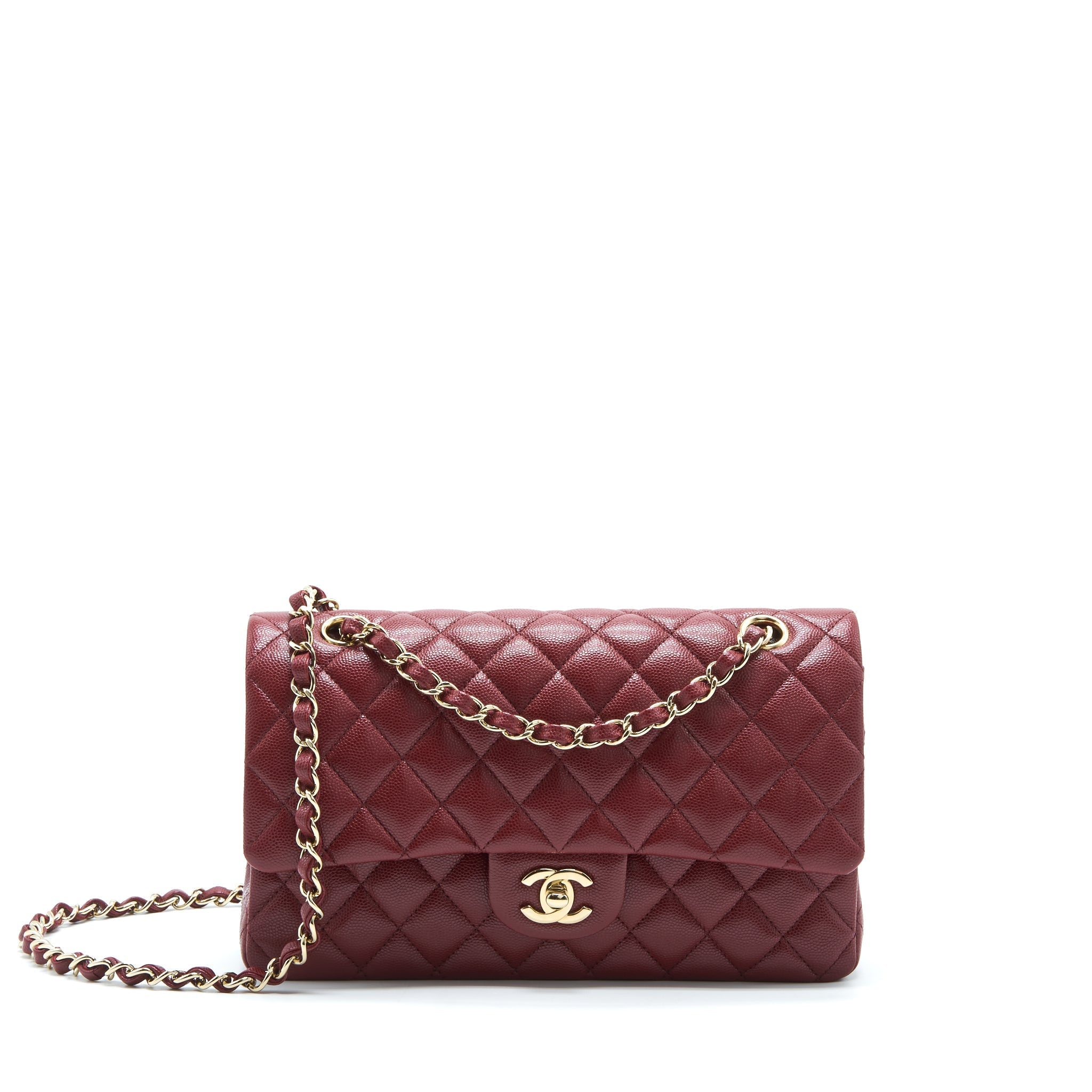 CHANEL MEDIUM CLASSIC DOUBLE FLAP BAG CAVIAR DARK RED LGHW