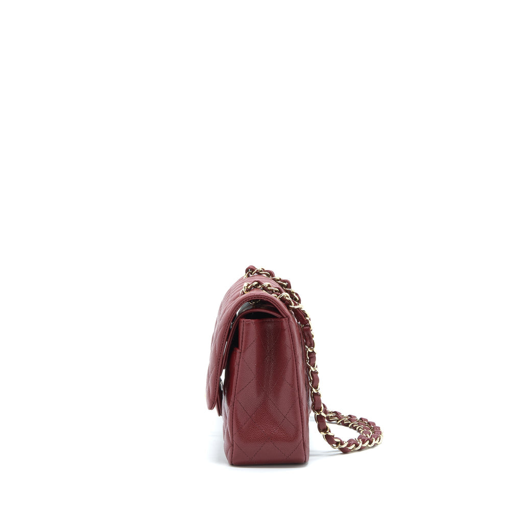 CHANEL MEDIUM CLASSIC DOUBLE FLAP BAG CAVIAR DARK RED LGHW