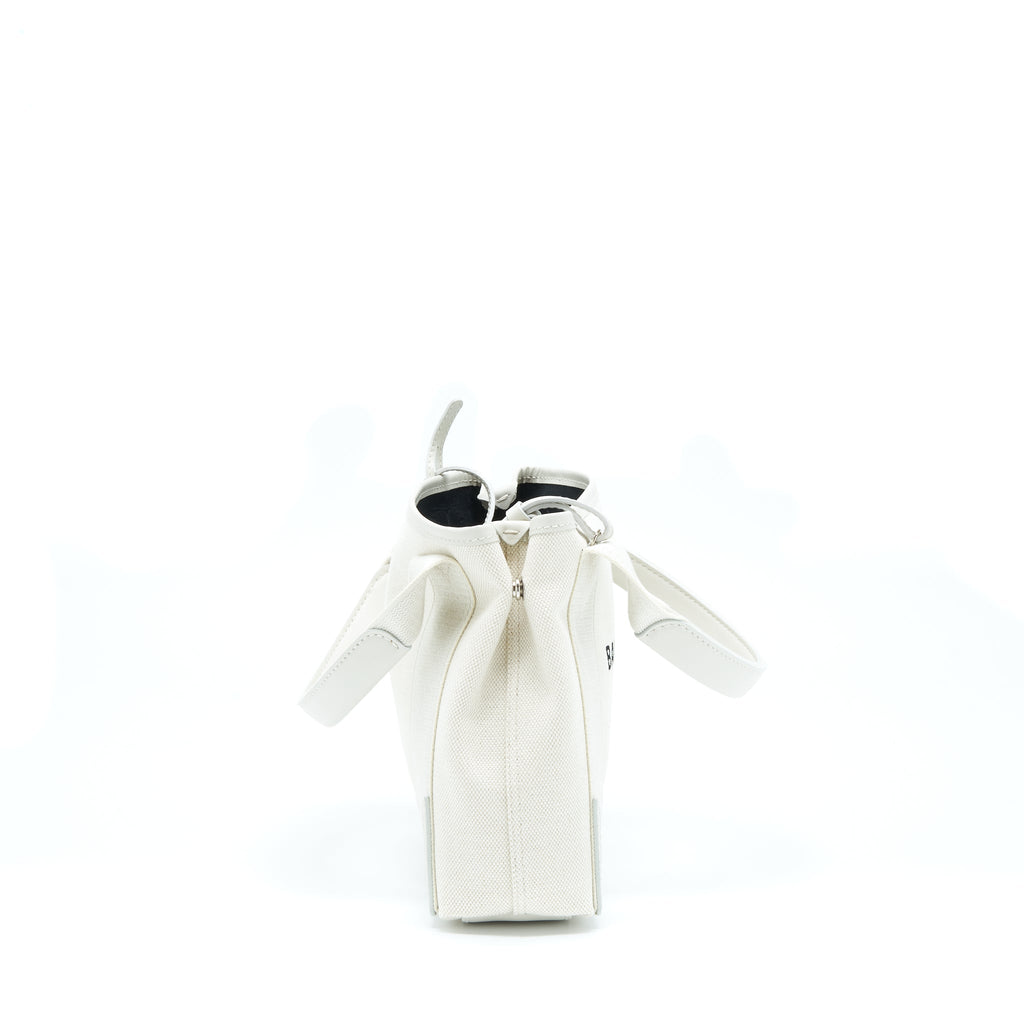 BALENCIAGA CABAS FABRIC/LEATHER OFF WHITE SHW