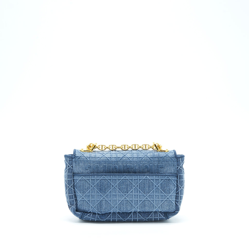 DIOR SMALL DIOR CARO BAG DENIM BLUE GHW