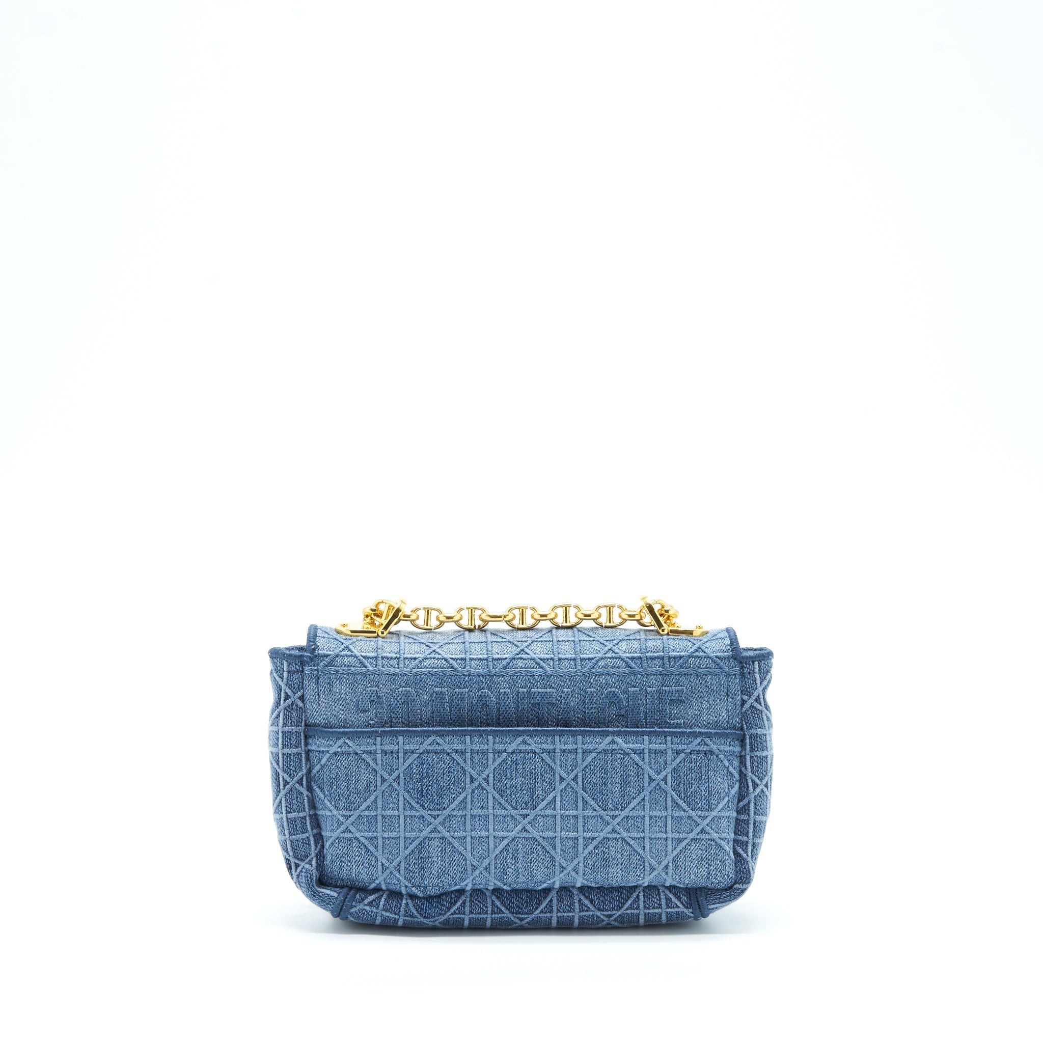 DIOR SMALL DIOR CARO BAG DENIM BLUE GHW